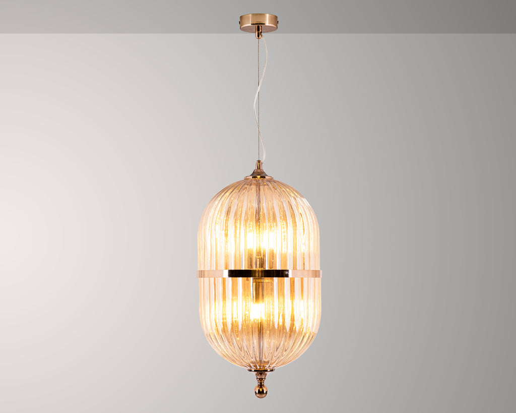 Modern Ribbed Glass Pendant Light: Scandinavian Kitchen Island Chandelier