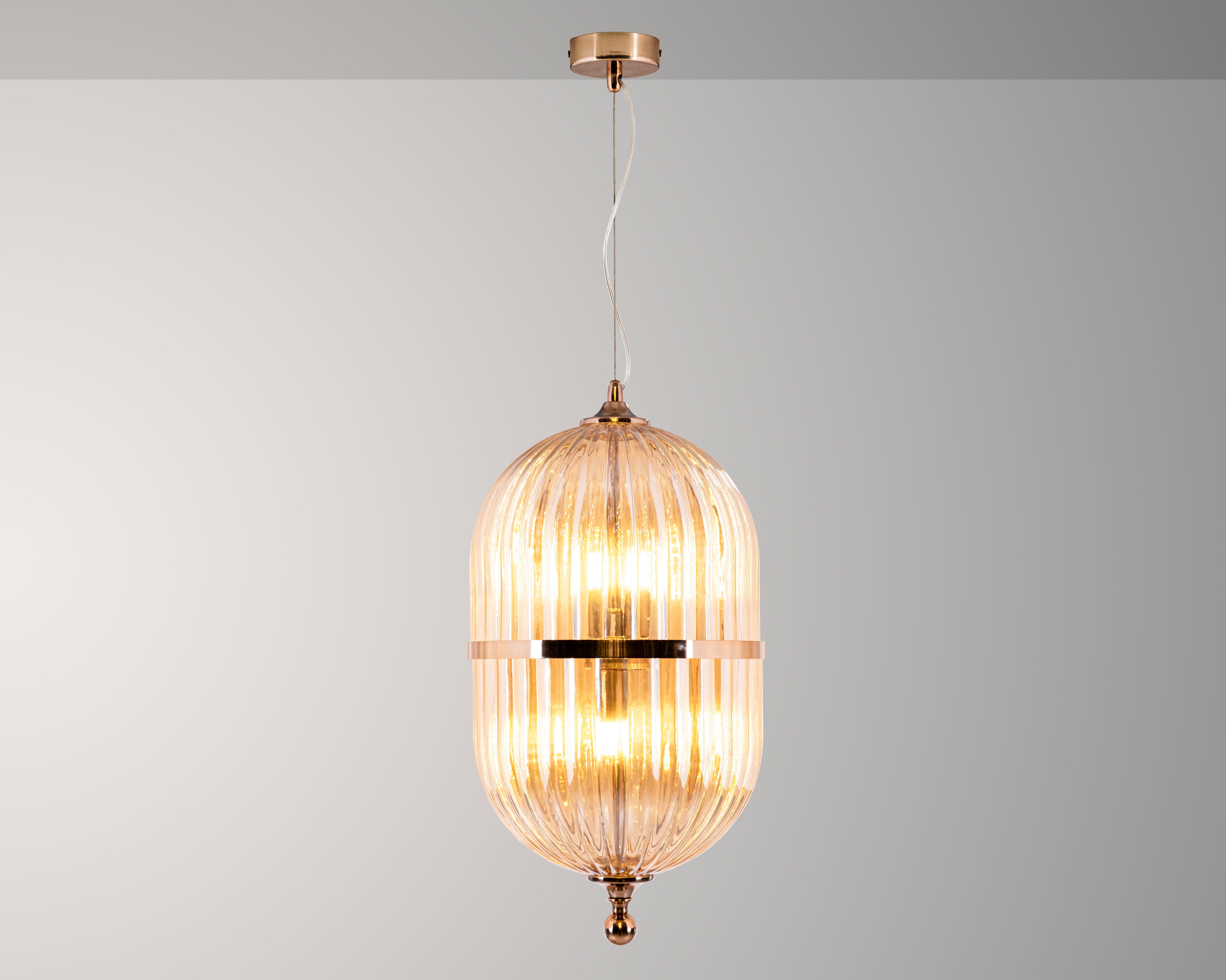 Modern Ribbed Glass Pendant Light: Scandinavian Kitchen Island Chandelier