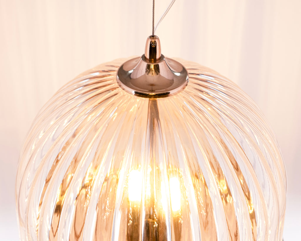 Modern Ribbed Glass Pendant Light: Scandinavian Kitchen Island Chandelier