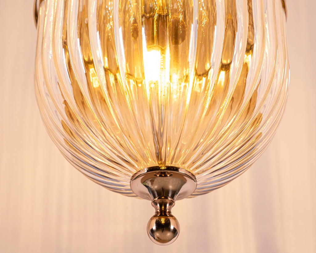 Modern Ribbed Glass Pendant Light: Scandinavian Kitchen Island Chandelier