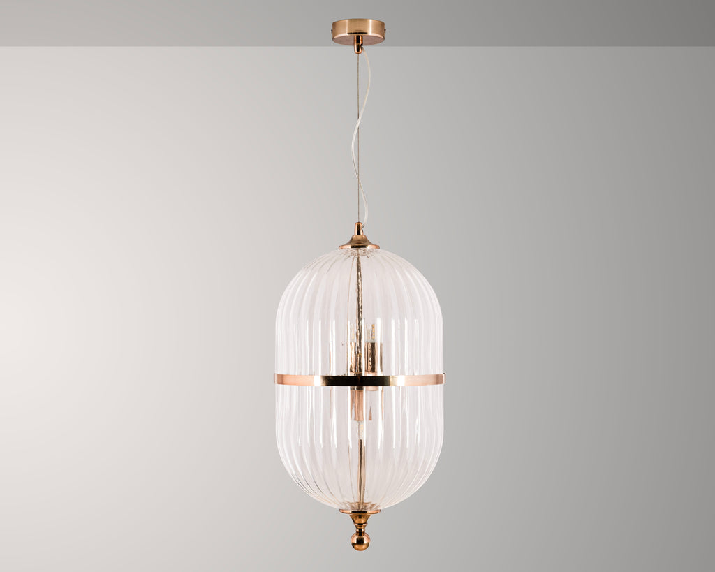 Modern Ribbed Glass Pendant Light: Scandinavian Kitchen Island Chandelier