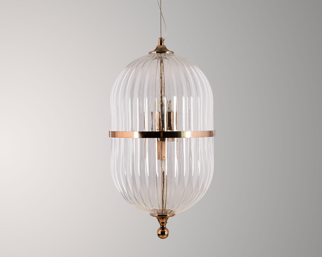 Modern Ribbed Glass Pendant Light: Scandinavian Kitchen Island Chandelier