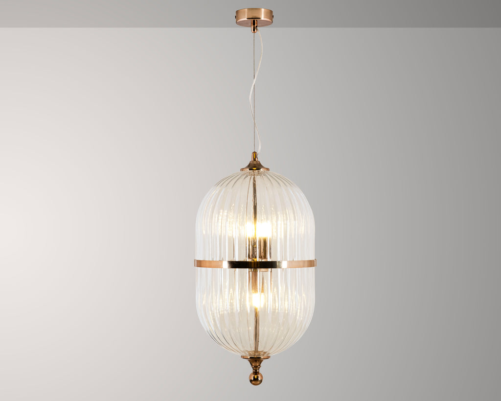 Modern Ribbed Glass Pendant Light: Scandinavian Kitchen Island Chandelier
