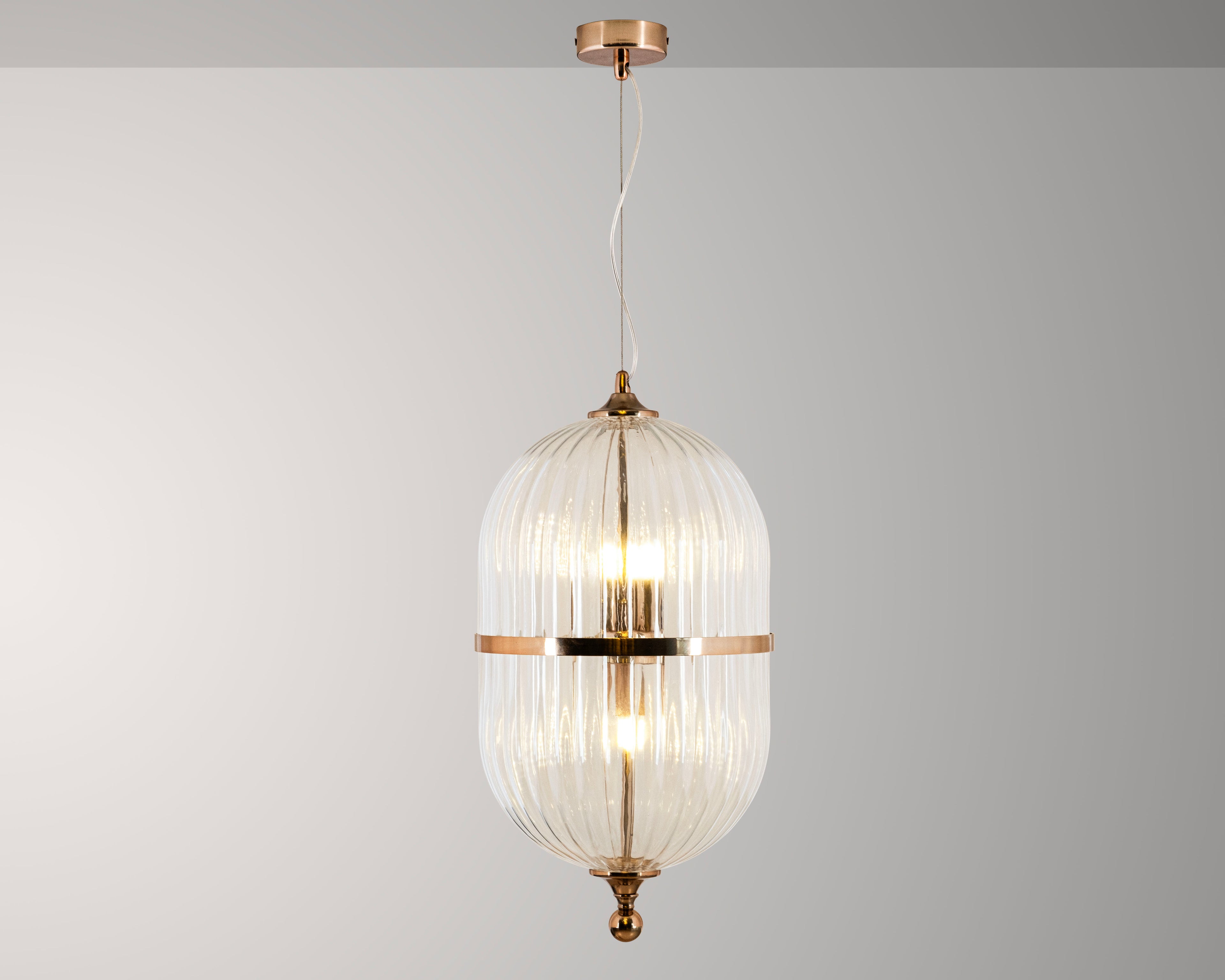 Modern Ribbed Glass Pendant Light: Scandinavian Kitchen Island Chandelier
