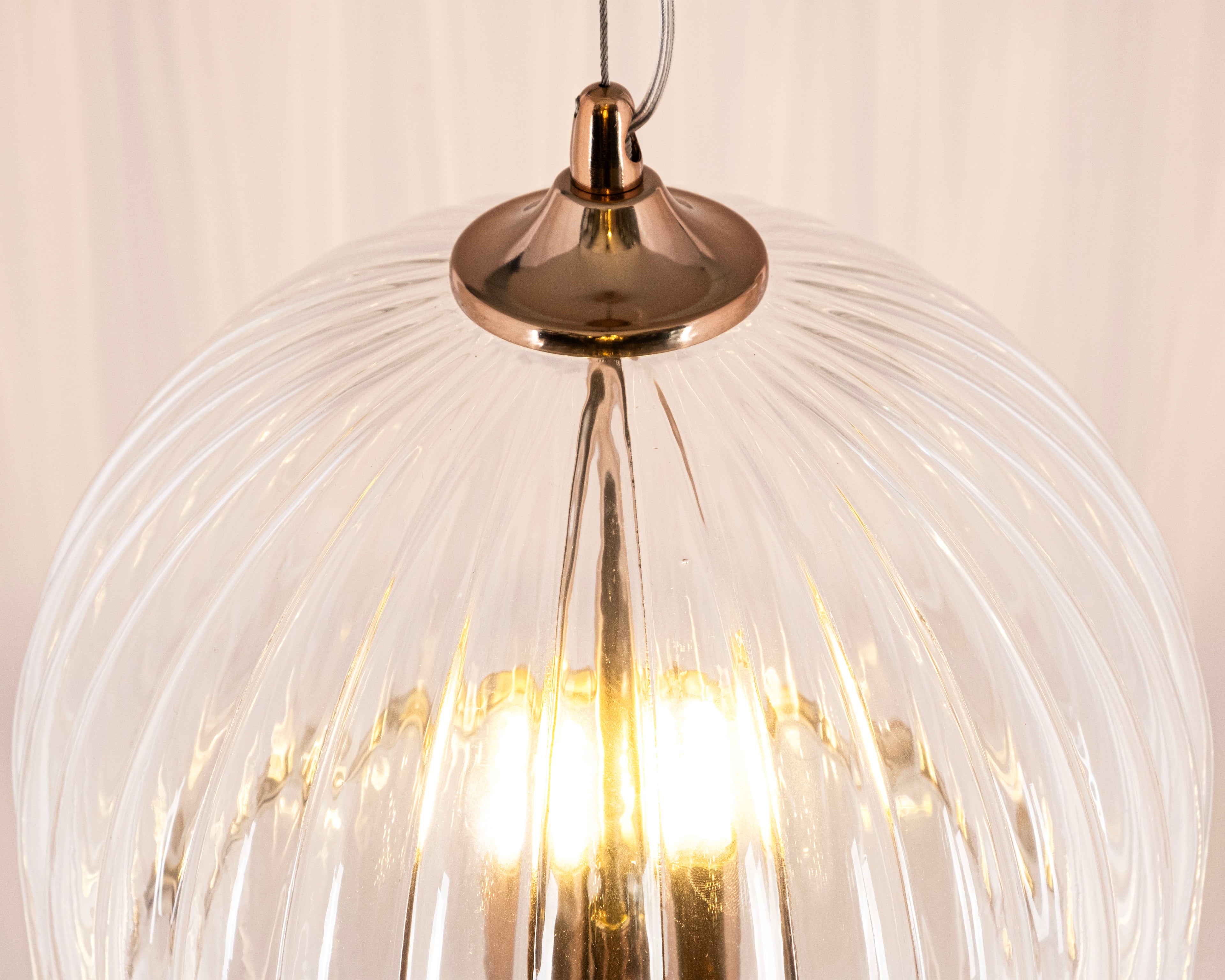 Modern Ribbed Glass Pendant Light: Scandinavian Kitchen Island Chandelier