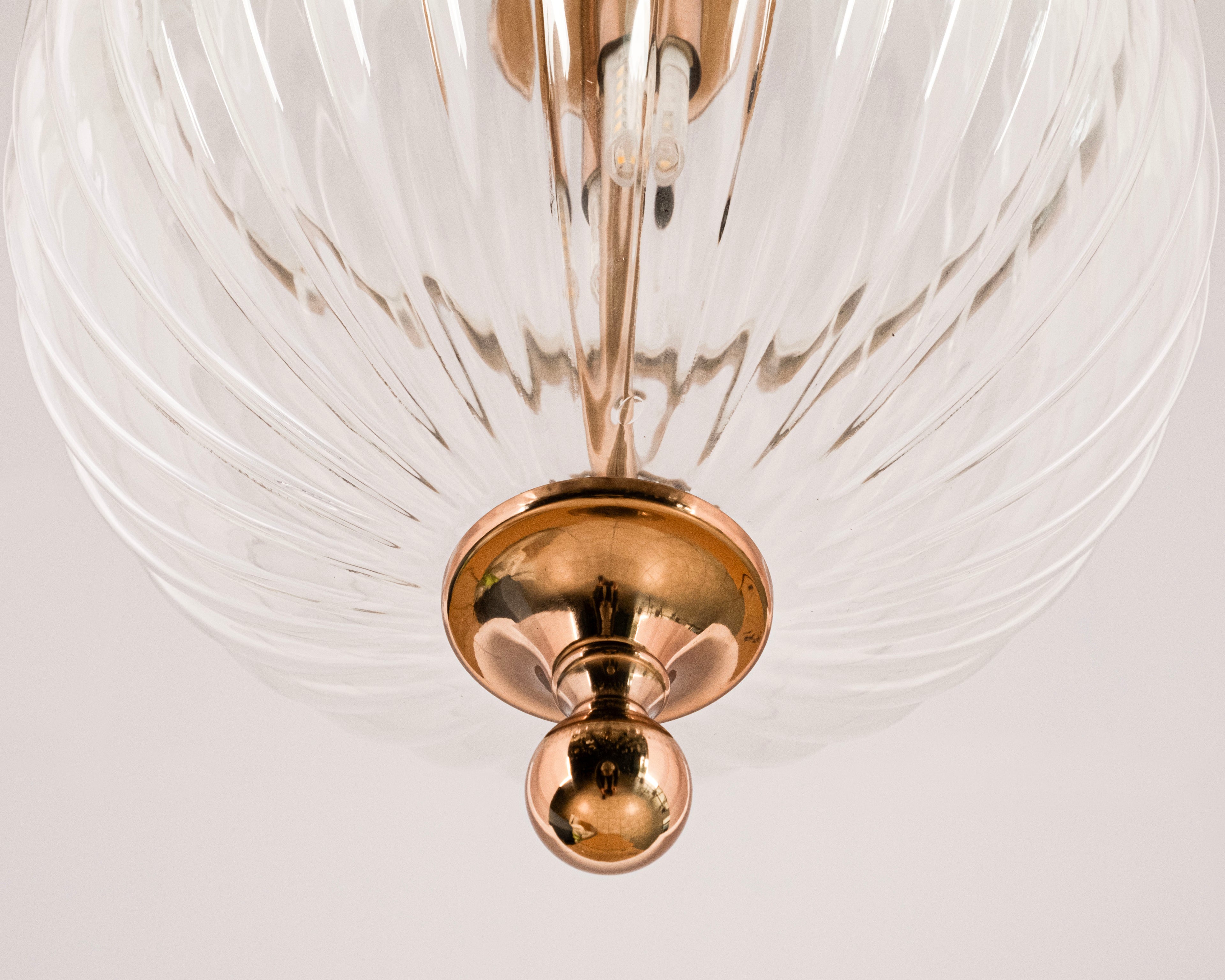 Modern Ribbed Glass Pendant Light: Scandinavian Kitchen Island Chandelier