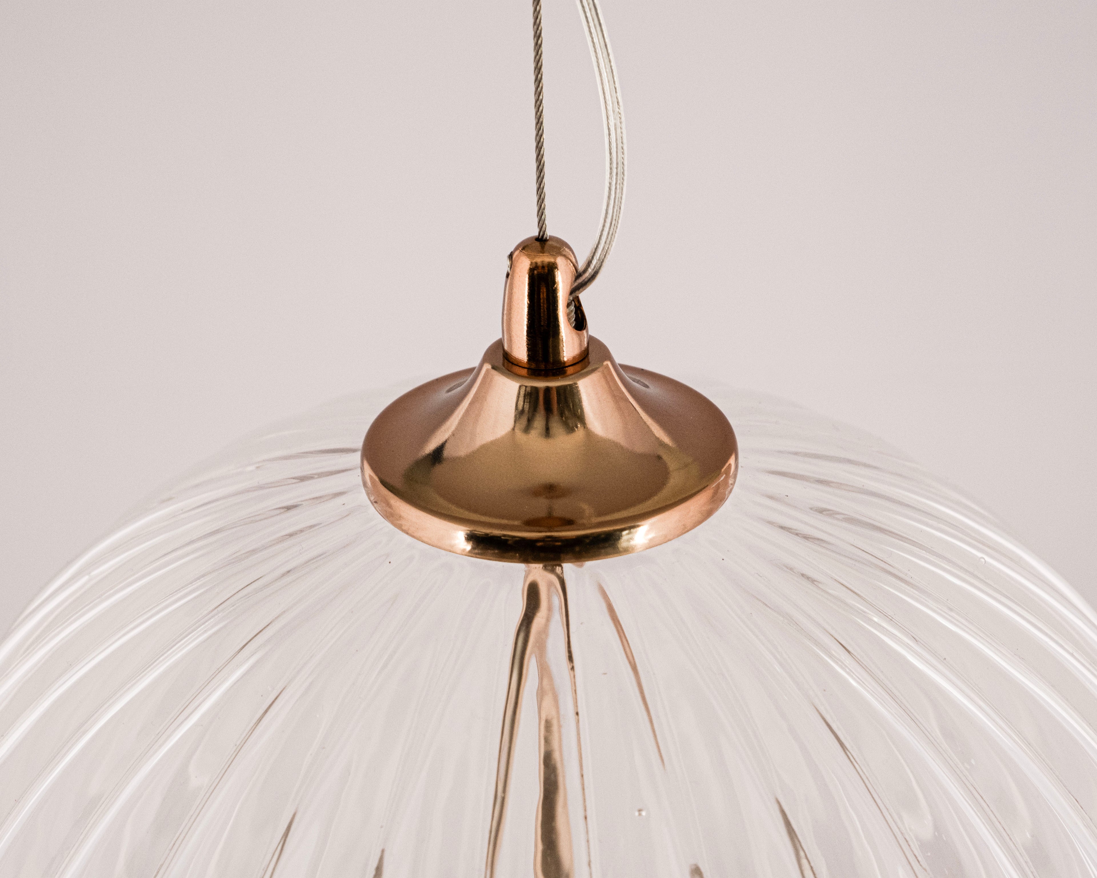 Modern Ribbed Glass Pendant Light: Scandinavian Kitchen Island Chandelier