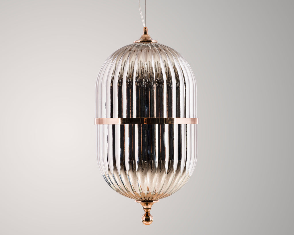 Modern Ribbed Glass Pendant Light: Scandinavian Kitchen Island Chandelier