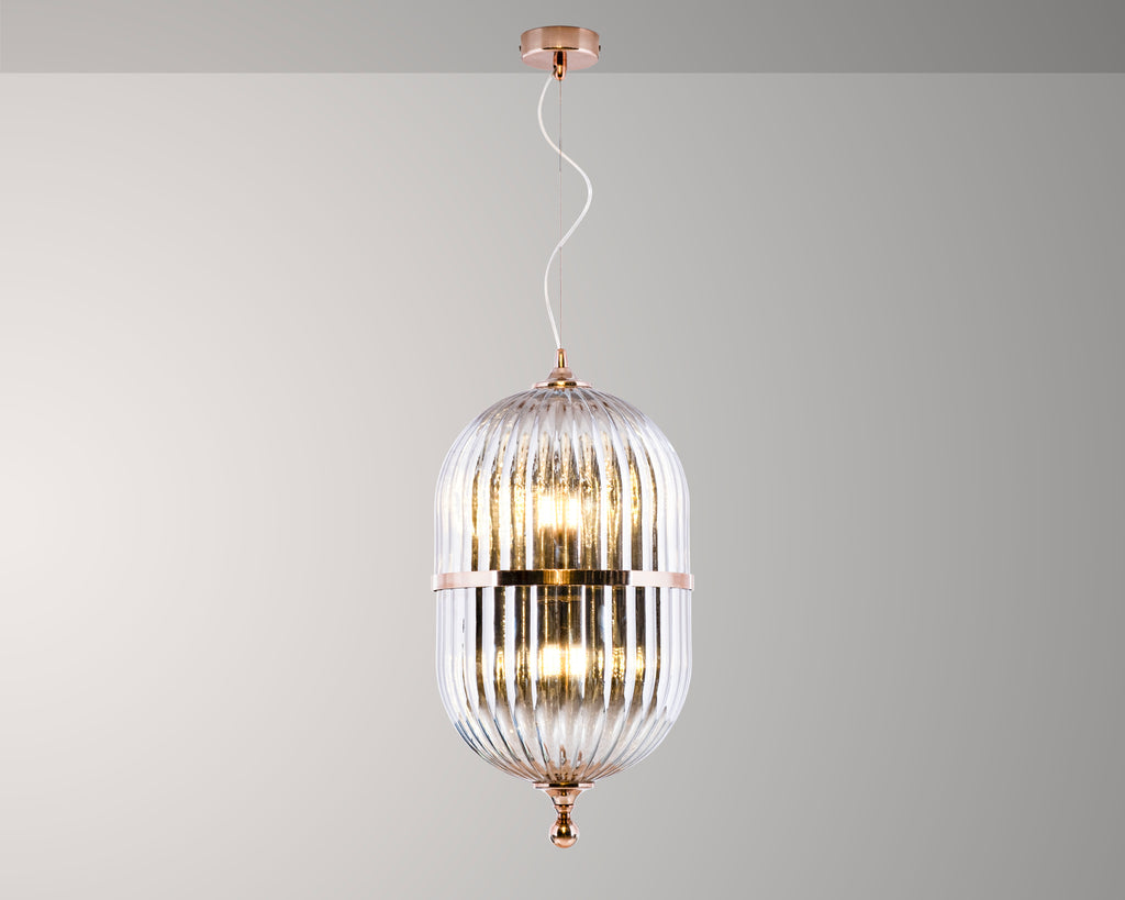 Modern Ribbed Glass Pendant Light: Scandinavian Kitchen Island Chandelier