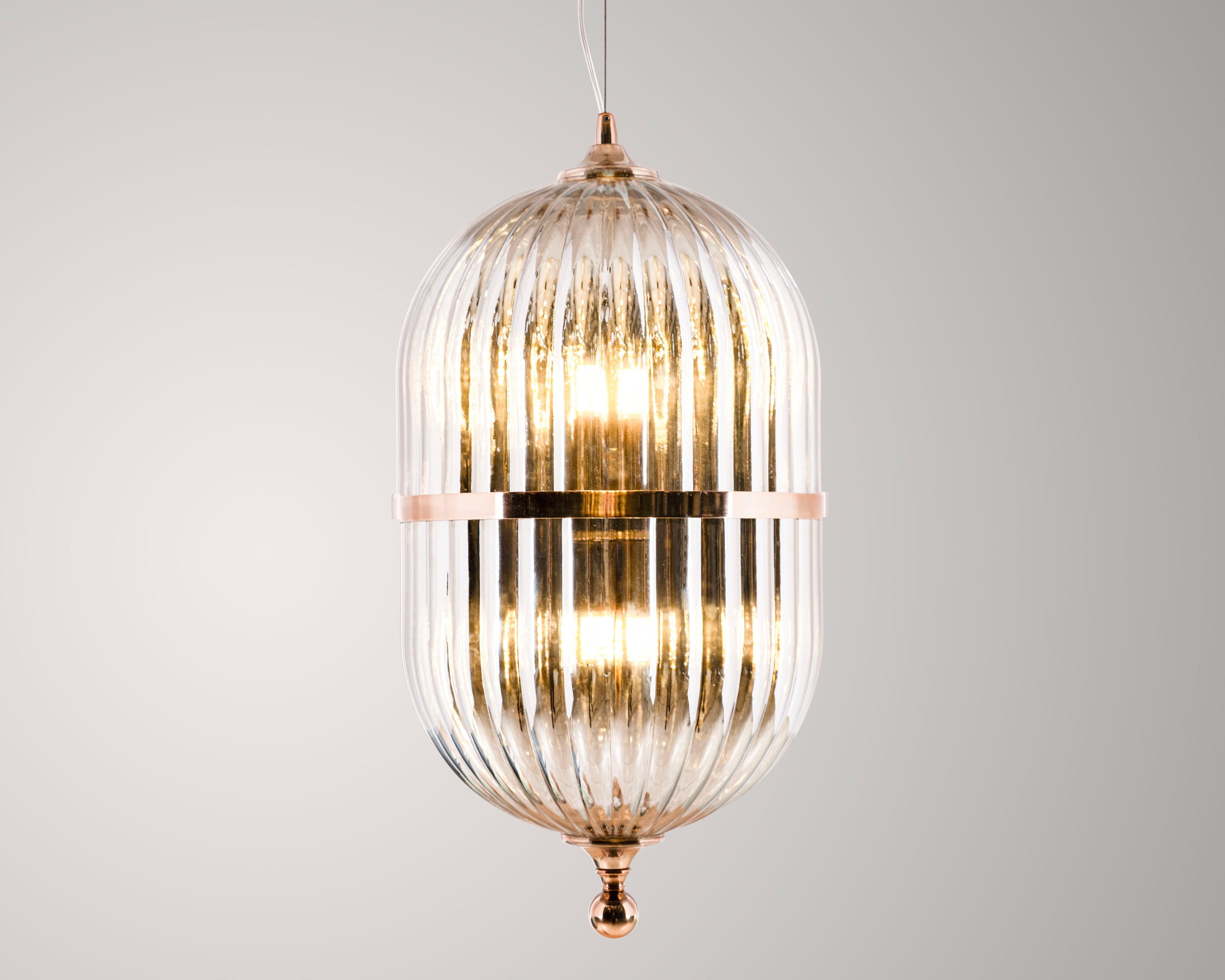 Modern Ribbed Glass Pendant Light: Scandinavian Kitchen Island Chandelier
