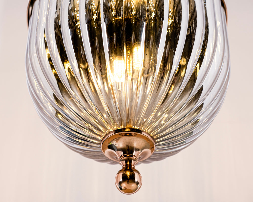 Modern Ribbed Glass Pendant Light: Scandinavian Kitchen Island Chandelier