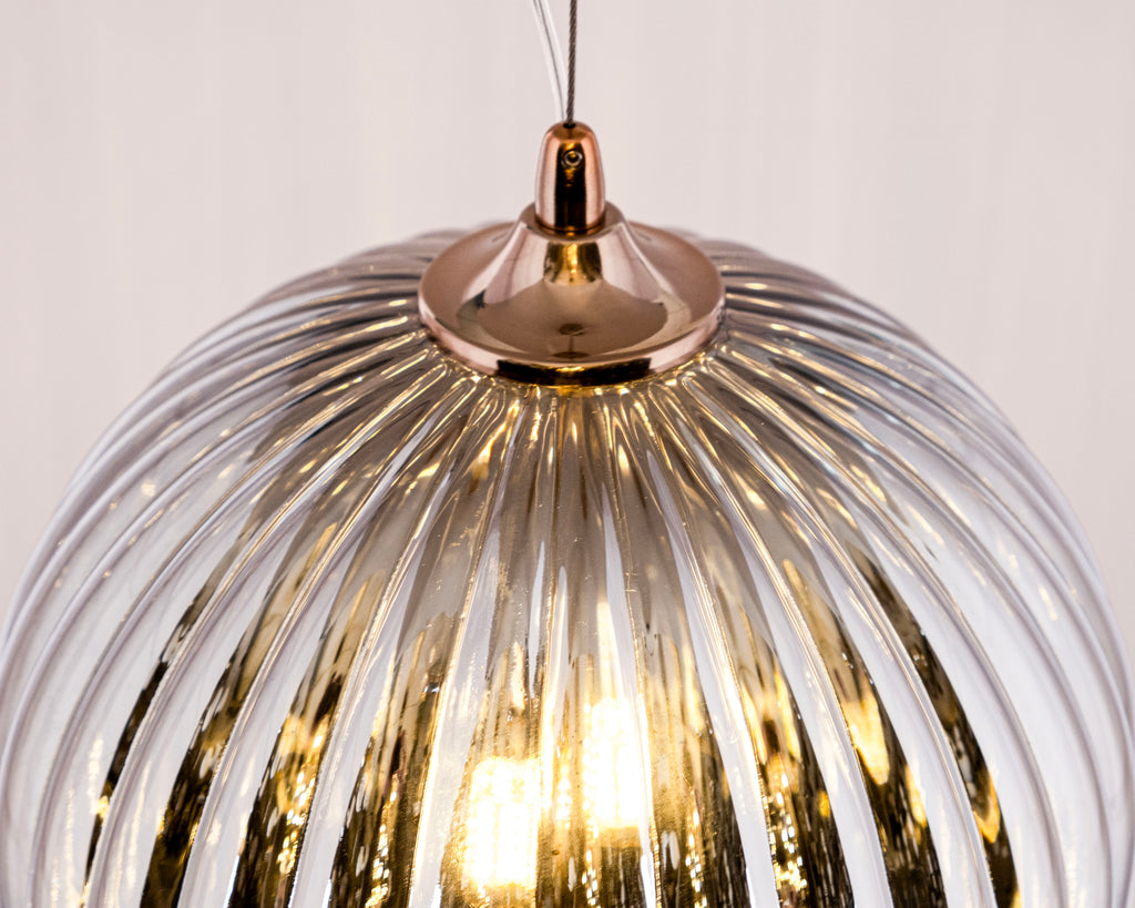 Modern Ribbed Glass Pendant Light: Scandinavian Kitchen Island Chandelier