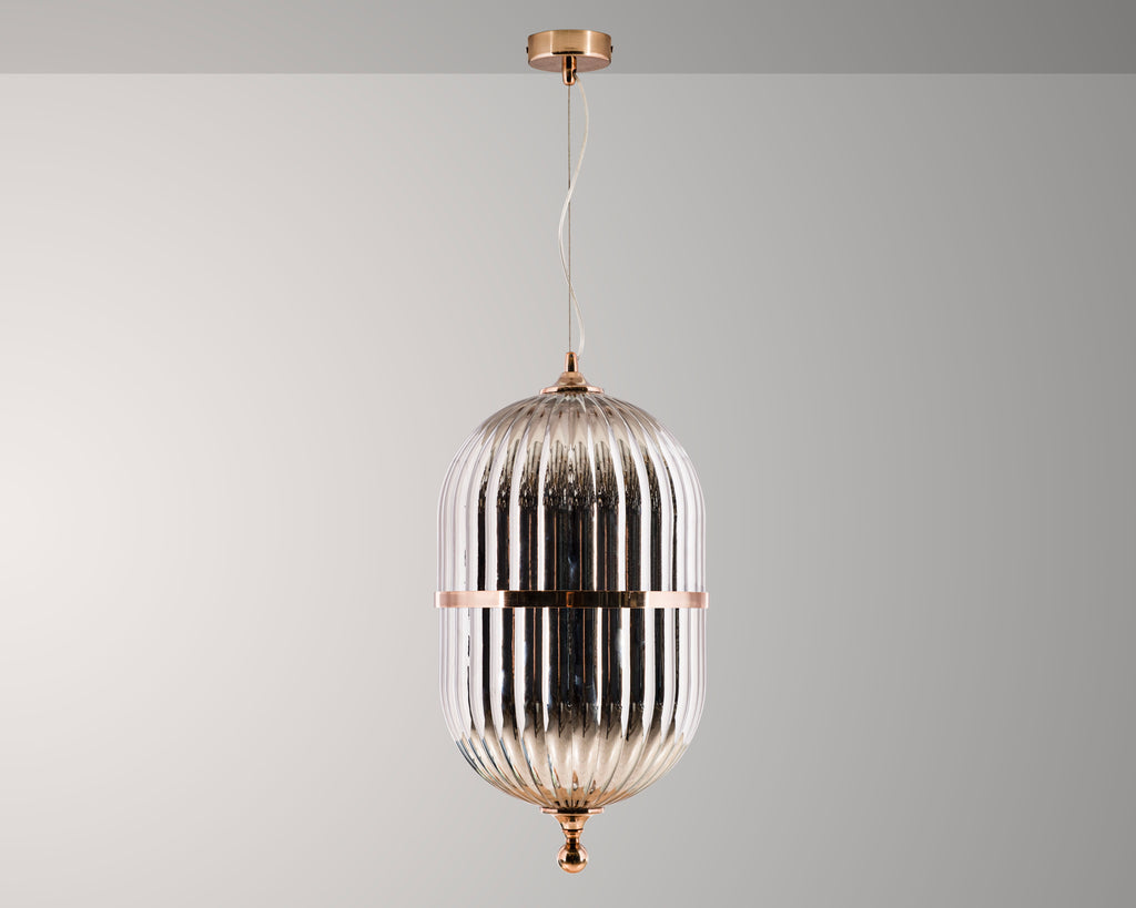Modern Ribbed Glass Pendant Light: Scandinavian Kitchen Island Chandelier