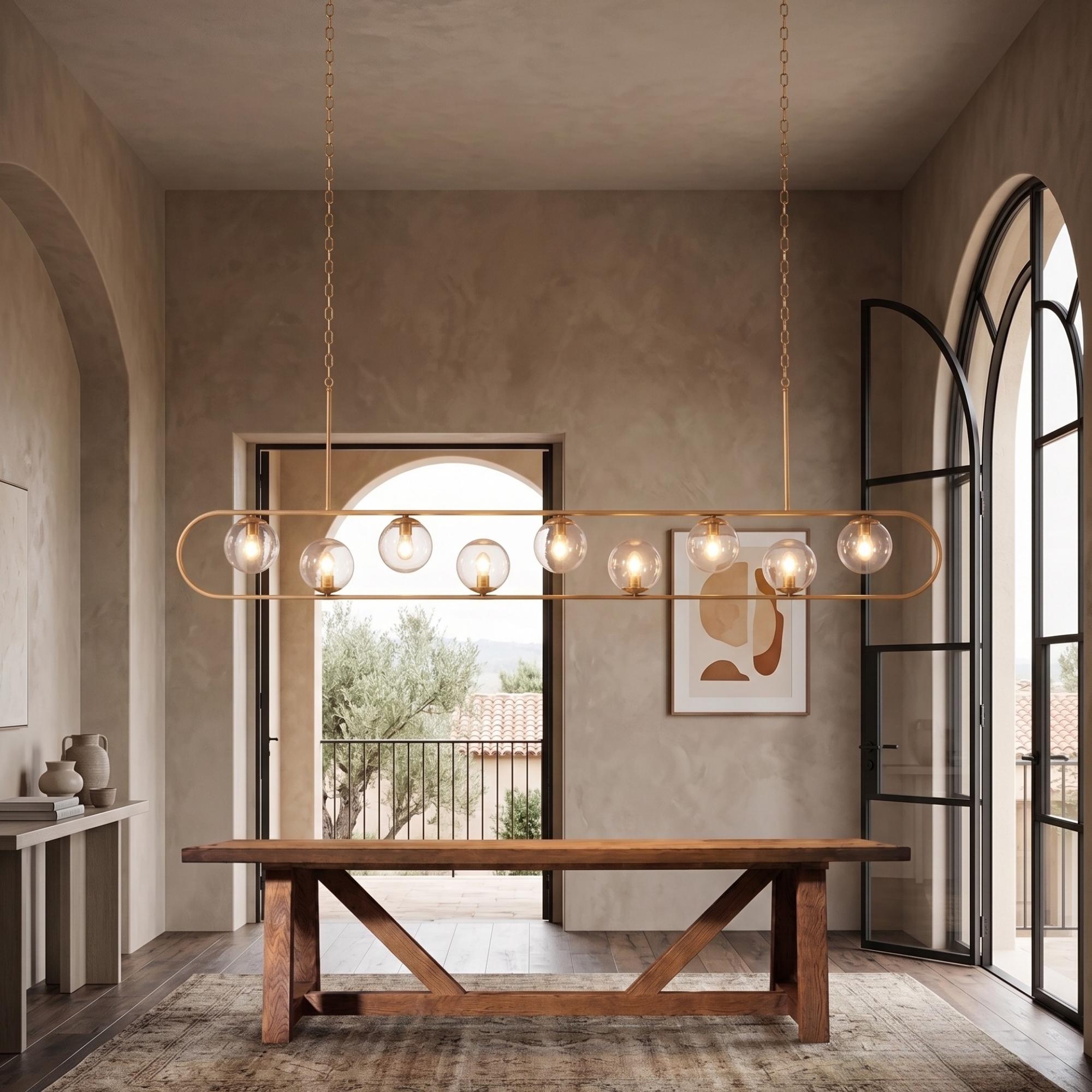 Oversized Black Modern Linear Mix Chandelier
