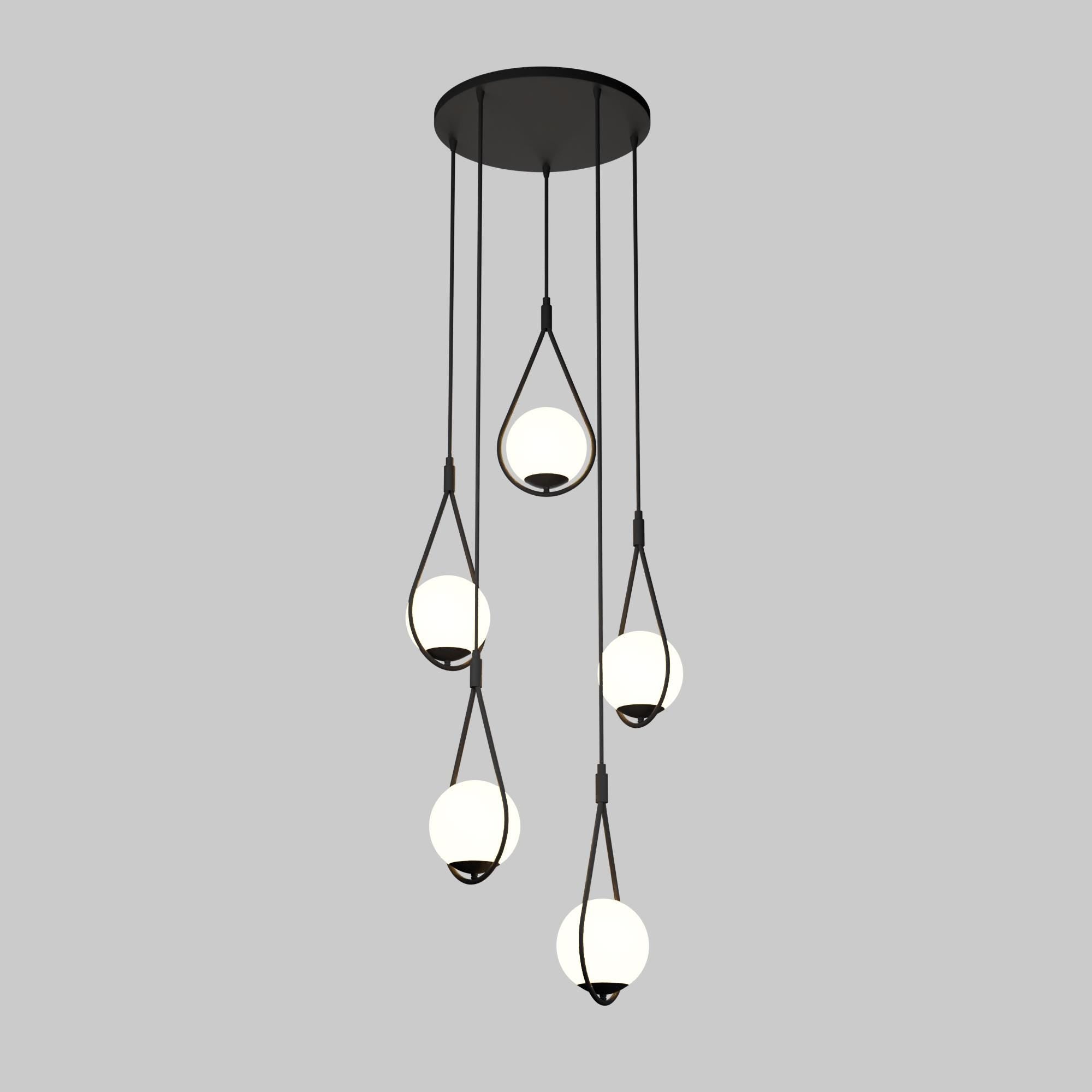 Custom Teardrop Stairwell Chandelier, High Ceiling Foyer Lighting