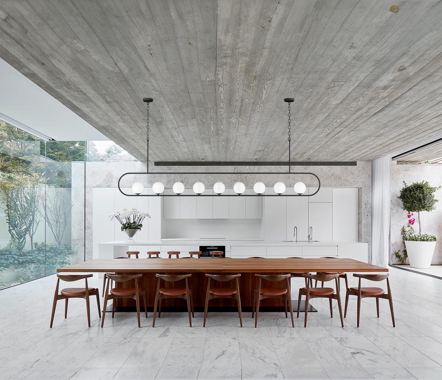 Modern Linear Chandelier: Custom Dining Table Lighting