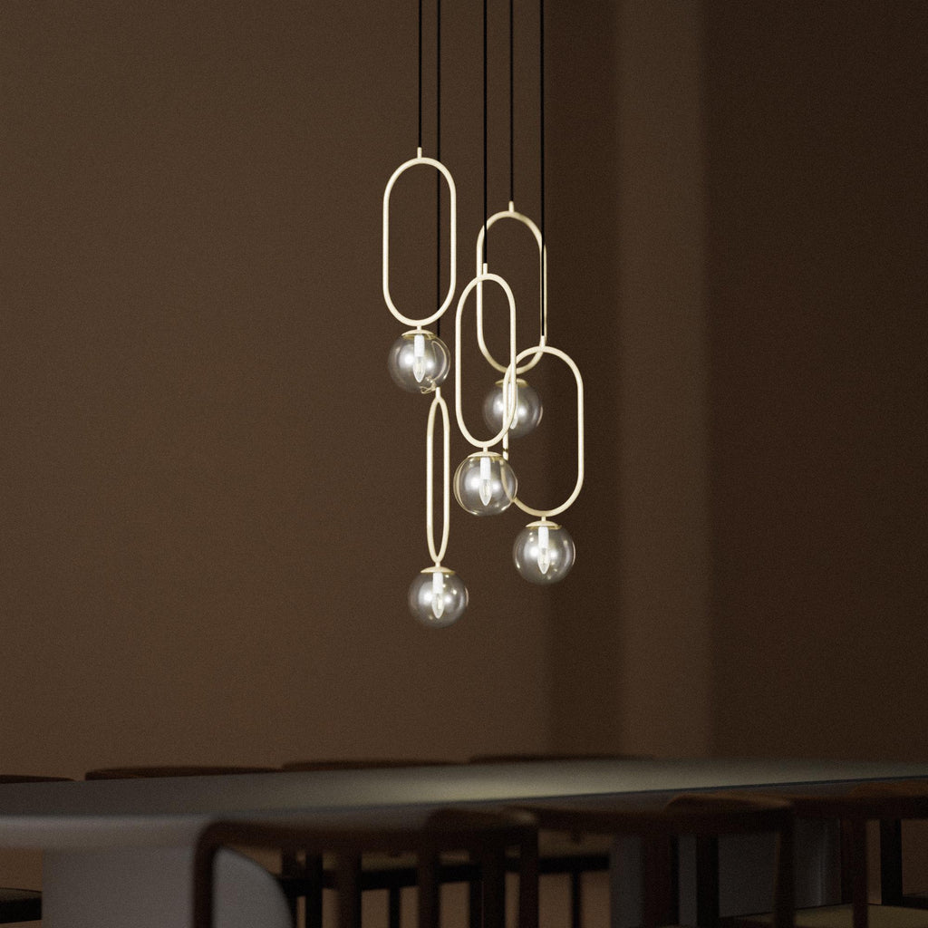 Modern Mid Century Black Ellipse Chandelier