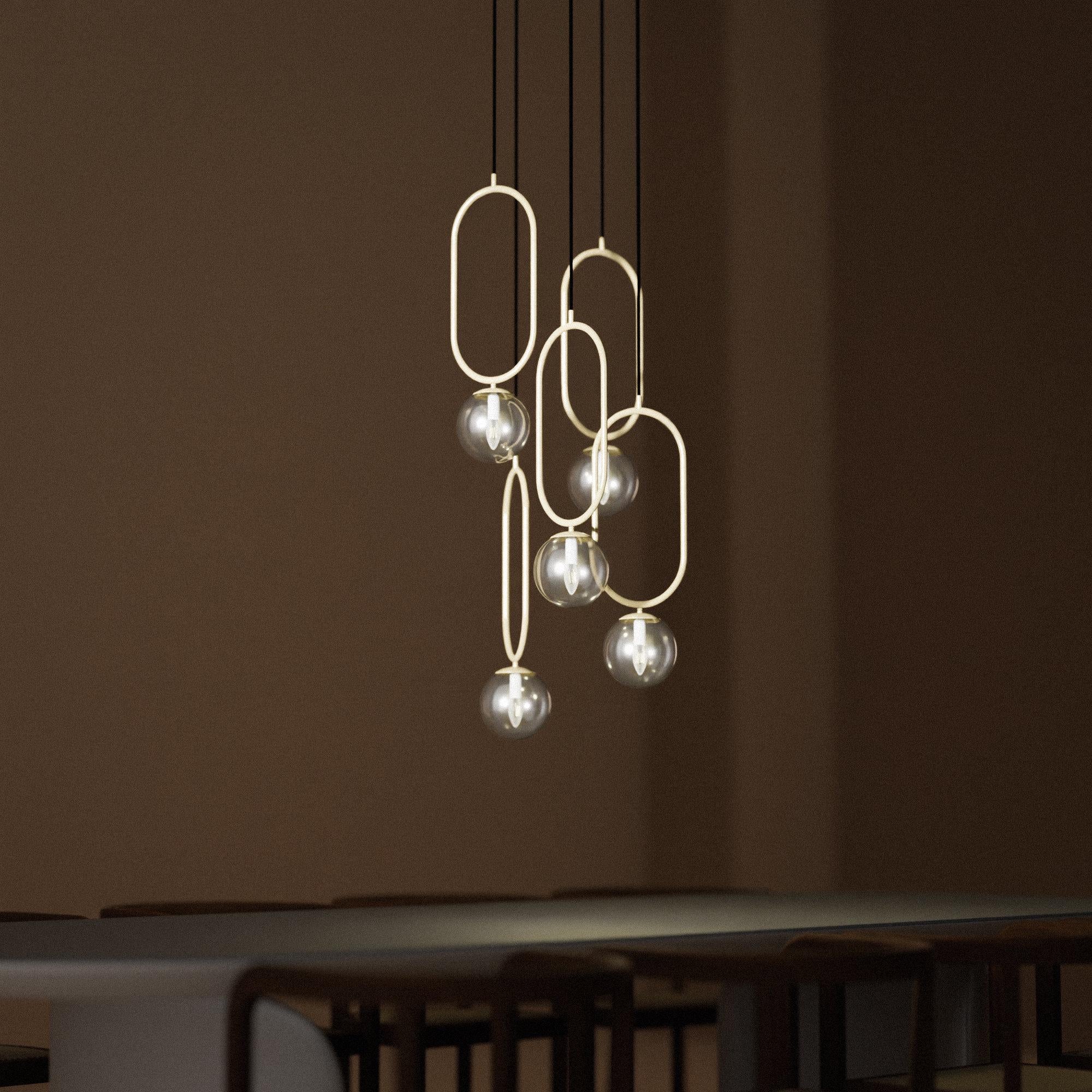 Modern Mid Century Black Ellipse Chandelier