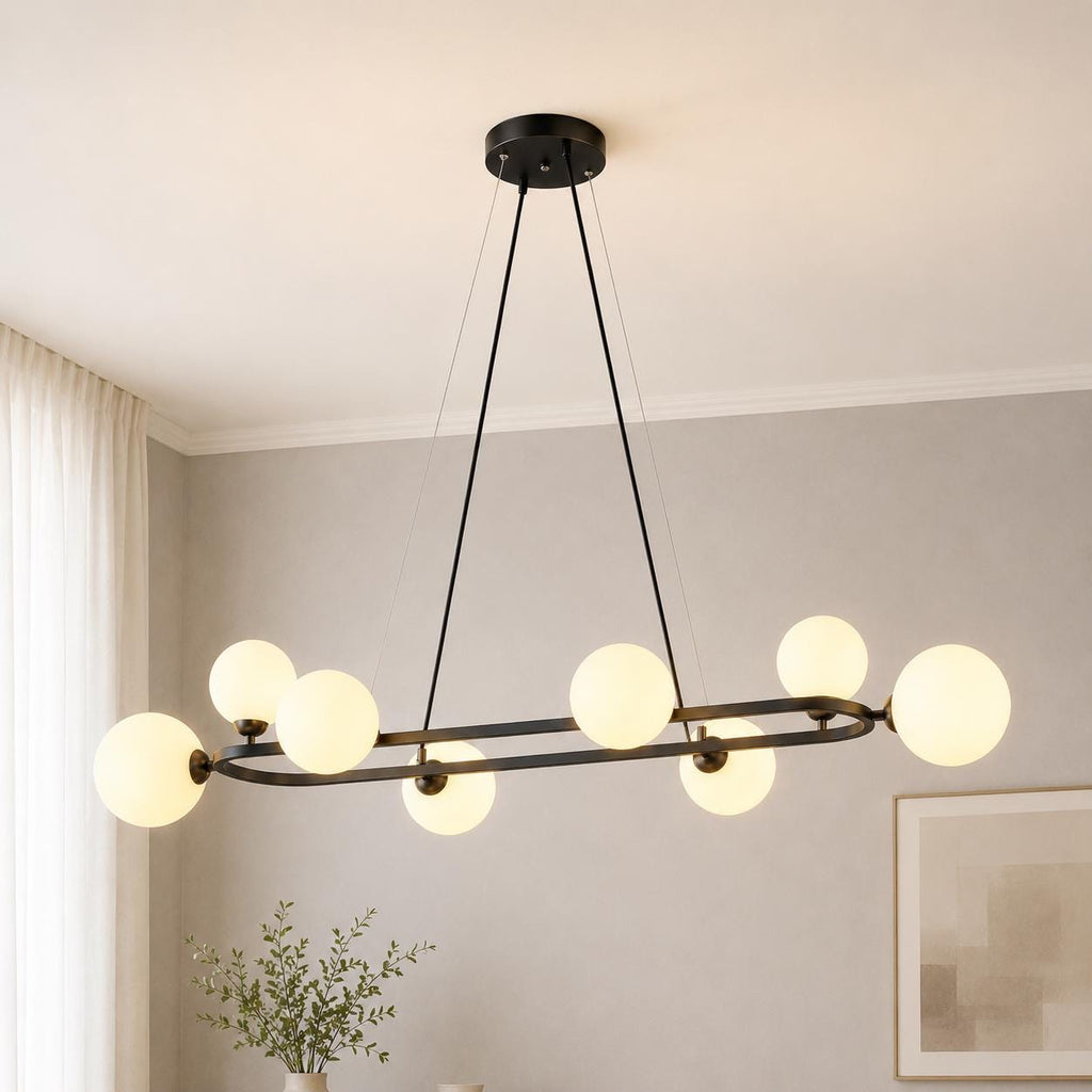 Modern Oval Linear Globe Chandelier, Kitchen Island Pendant