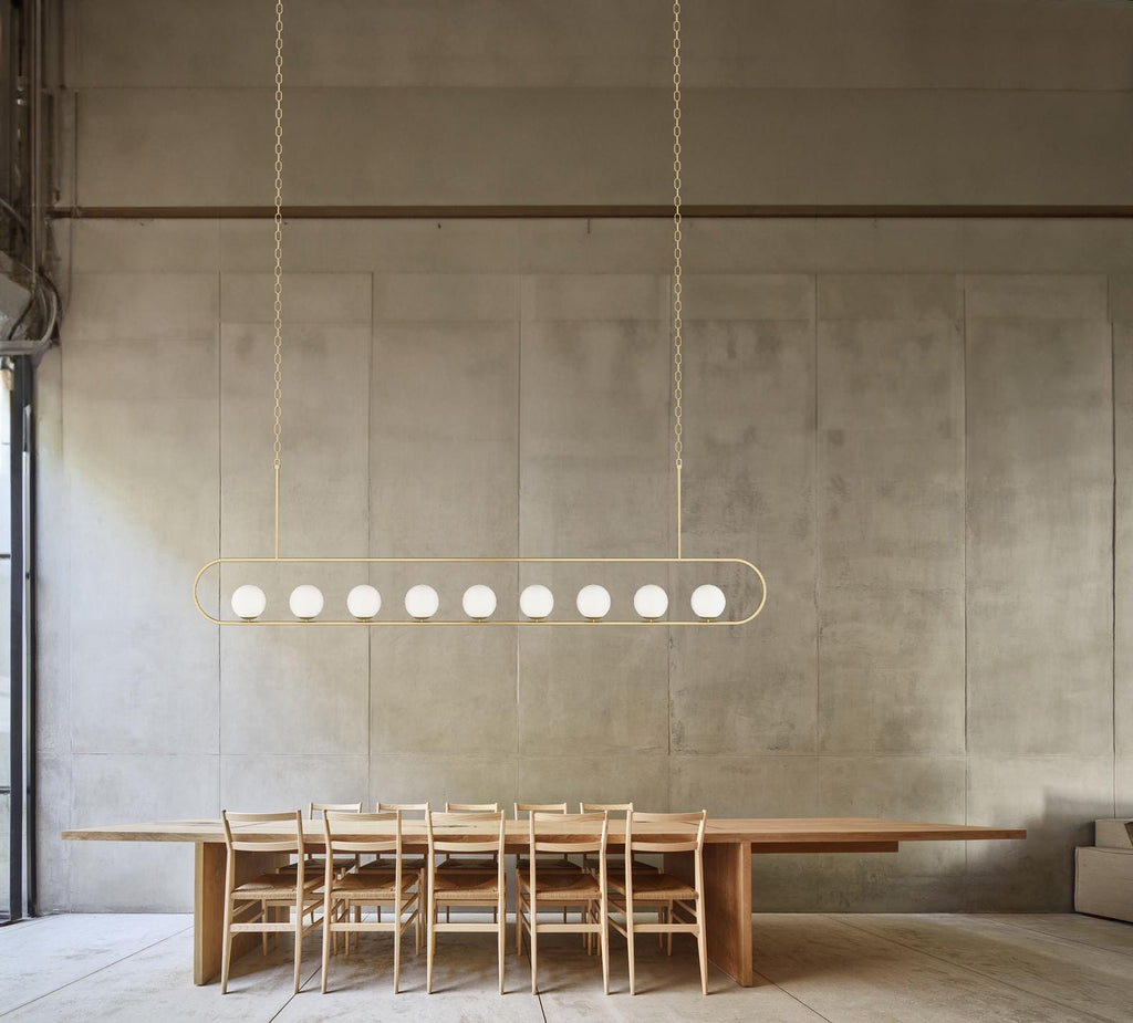 Modern Linear Chandelier: Custom Dining Table Lighting
