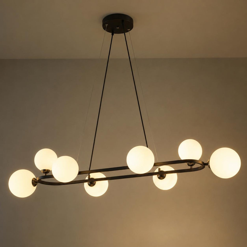 Modern Oval Linear Globe Chandelier, Kitchen Island Pendant