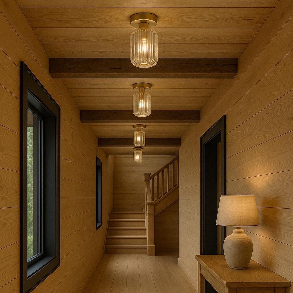 Modern Ribbed Glass Ceiling Light