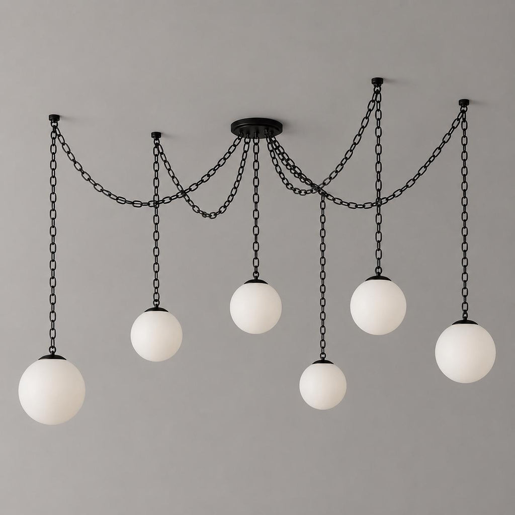 Spider Pendant Light, Modern Chain Chandelier, Adjustable Globe Lighting, Kitchen Island Light, Dining Room Chandelier