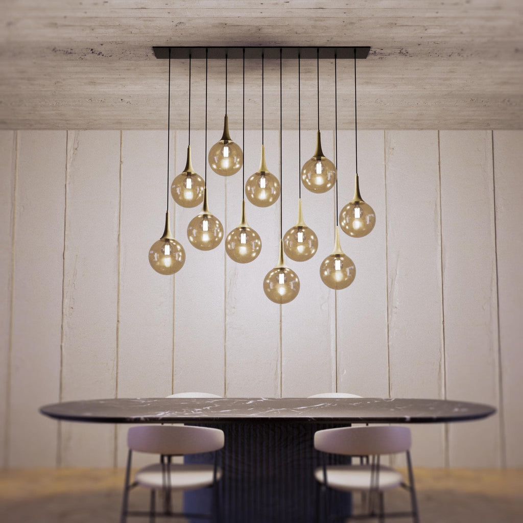 Modern Glass Multi-Pendant Light: Custom Stairwell Chandelier