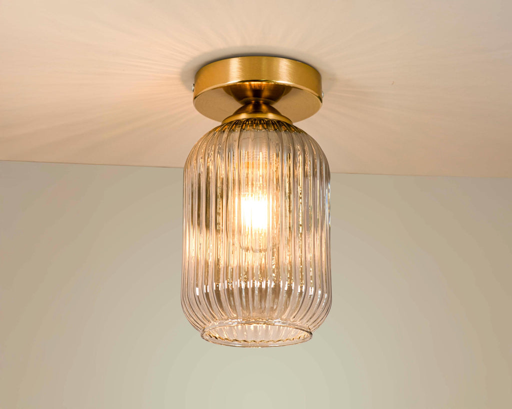 Modern Ribbed Glass Ceiling Light