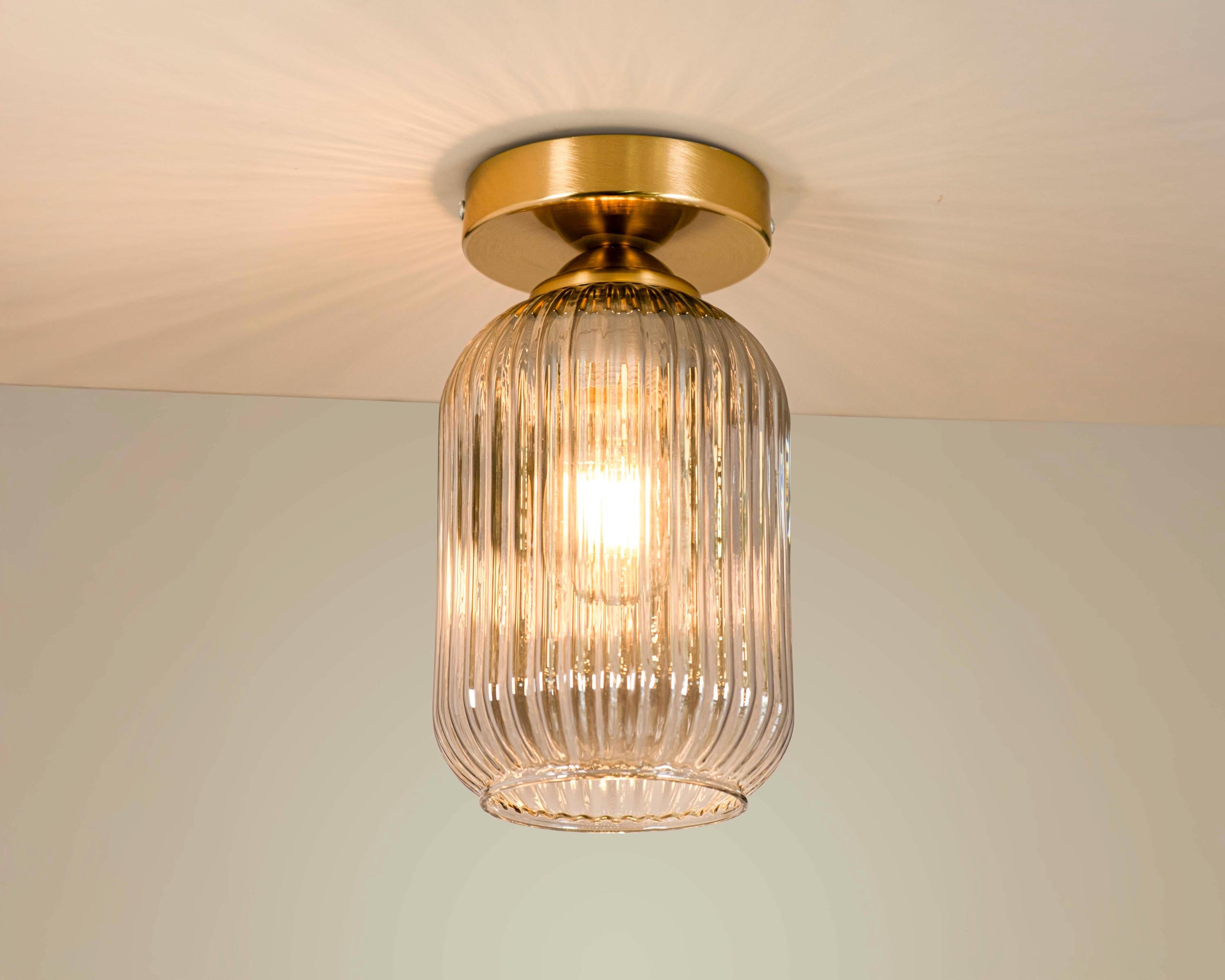 Modern Ribbed Glass Ceiling Light