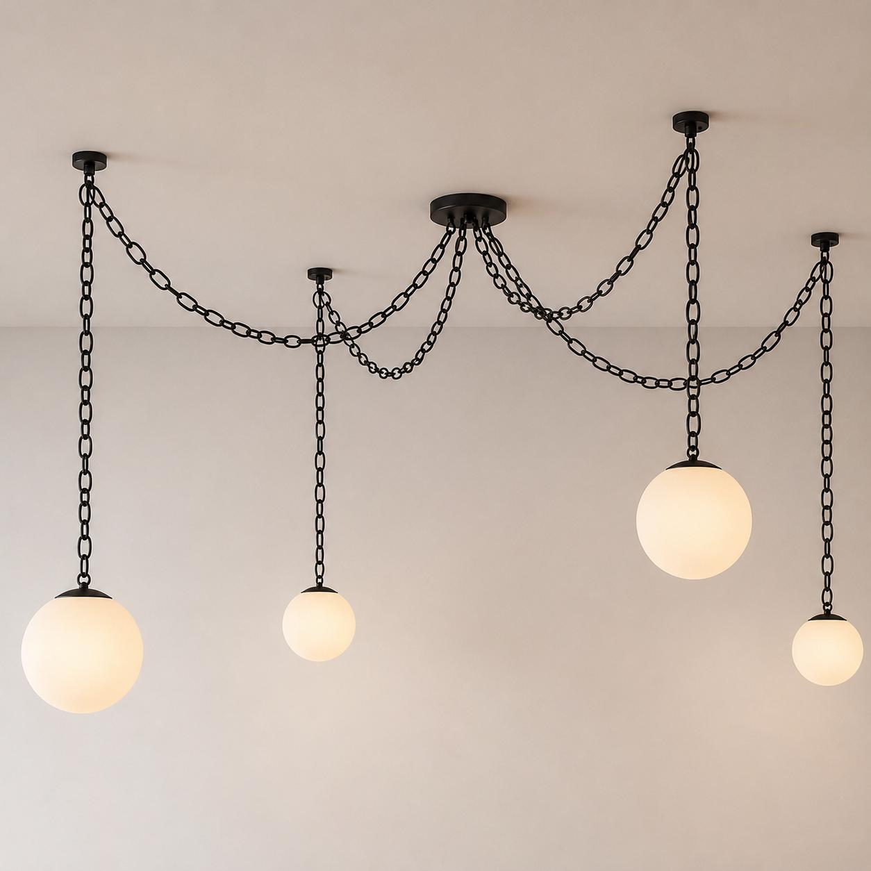 Spider Pendant Light, Modern Chain Chandelier, Adjustable Globe Lighting, Kitchen Island Light, Dining Room Chandelier