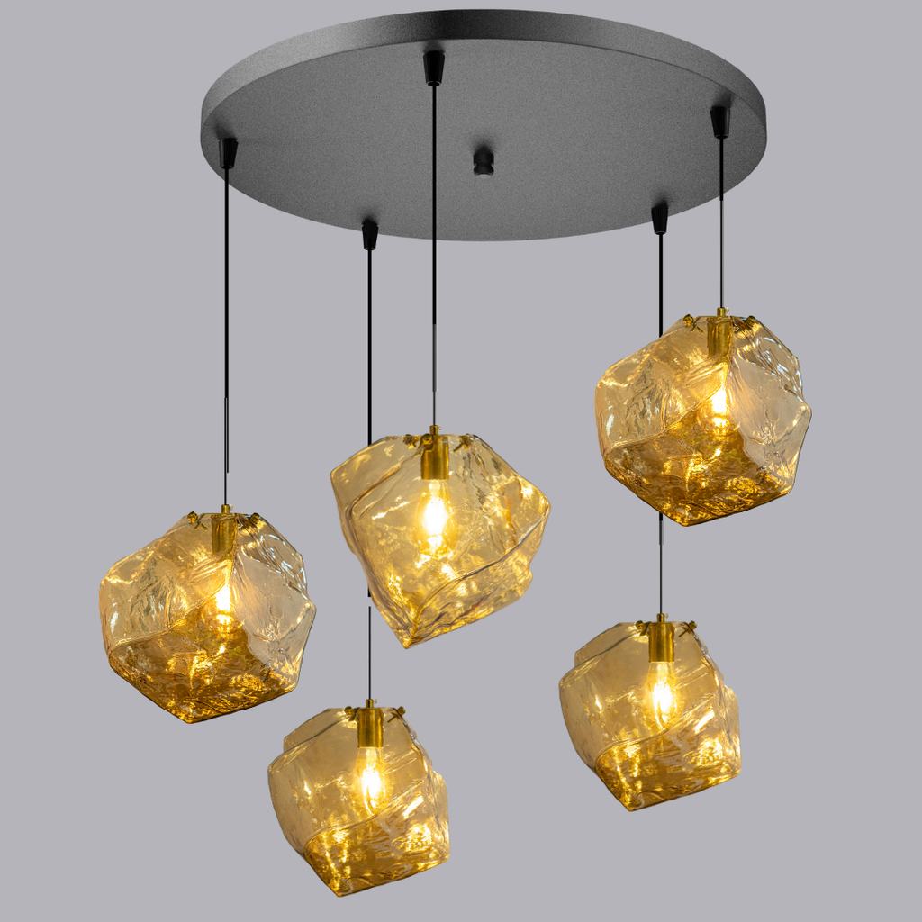 Smoked Glass Cluster Pendant Light, Modern Foyer Chandelier