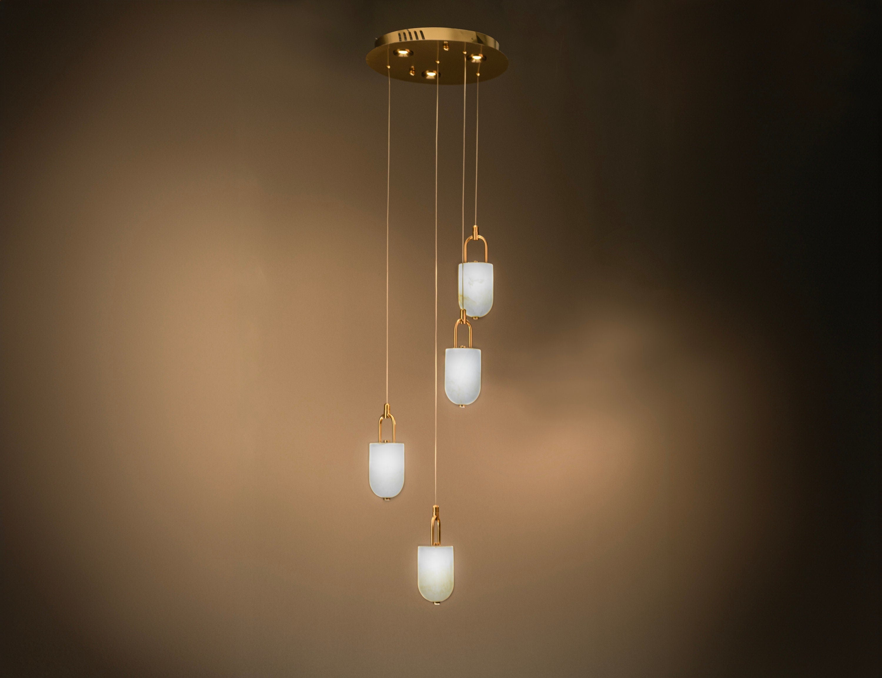 Modern Marble Pendant Light: Oversized Chandelier for High Ceilings - Ships DDP to USA (All Duties Paid)