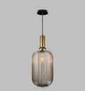 Reeded Glass Pendant Light: Smoke Gray Modern Chandelier, Customizable