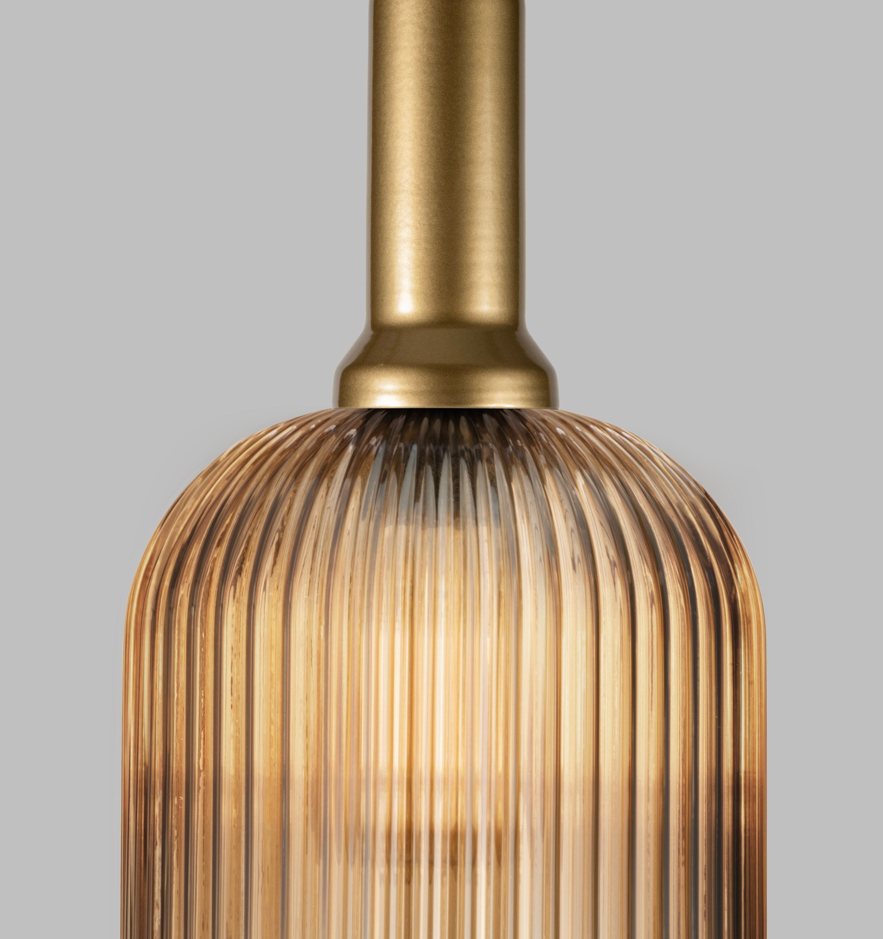 Amber Ribbed Glass Pendant Light: Modern Scandinavian Lighting