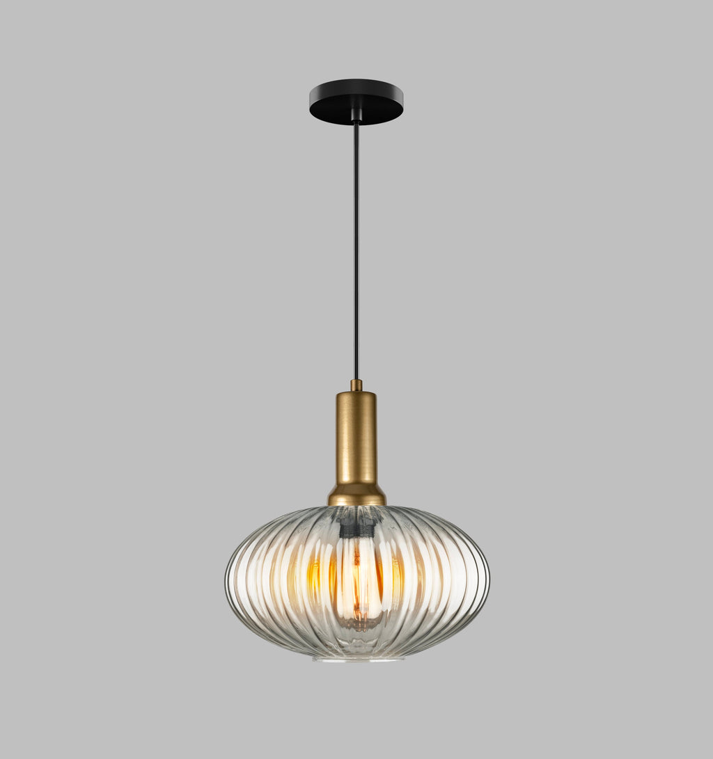 Clear Ribbed Glass Pendant Light: Modern Chandelier Lighting