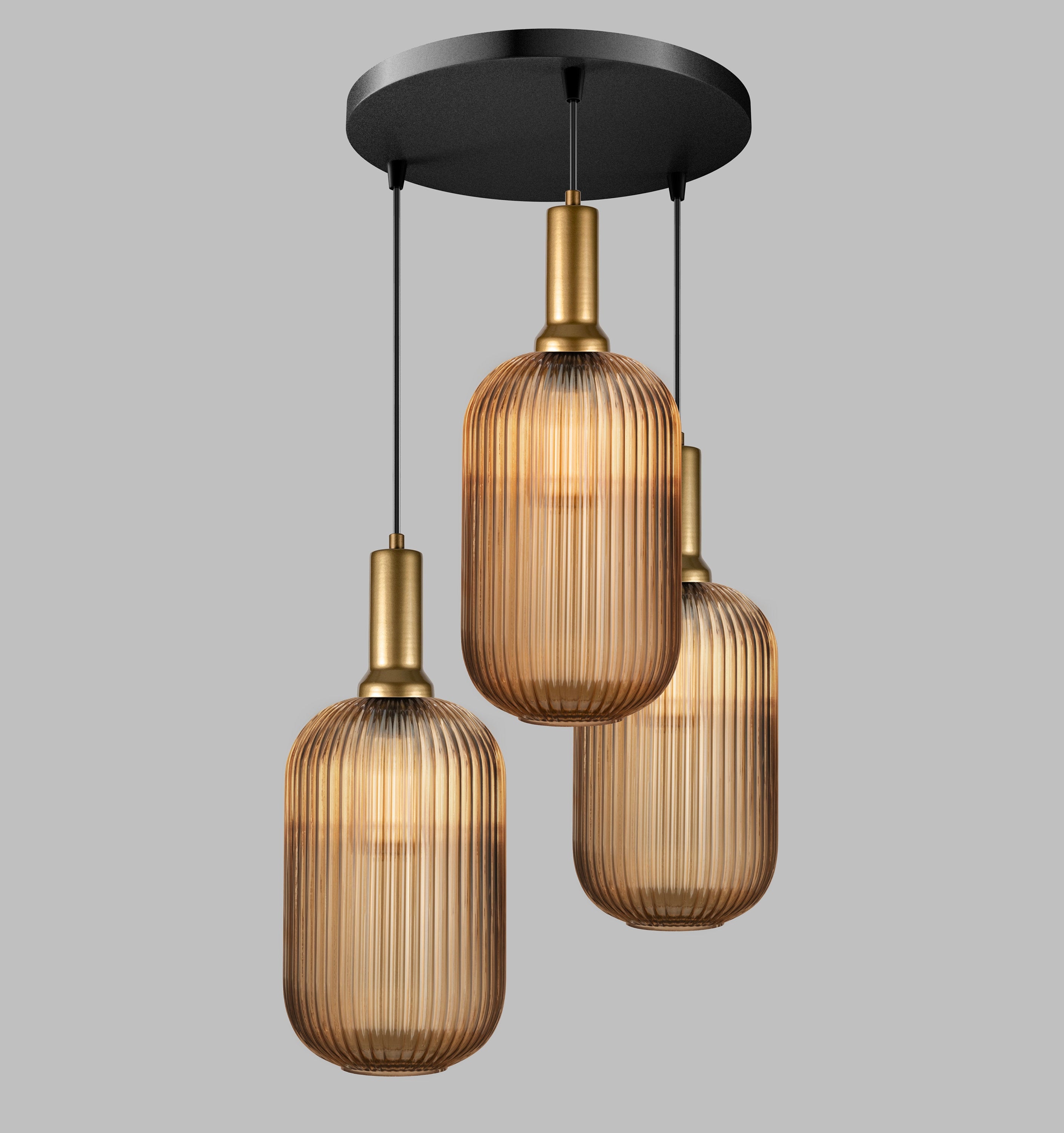 Ribbed Glass Multi Pendant Light: Custom Staircase Lighting
