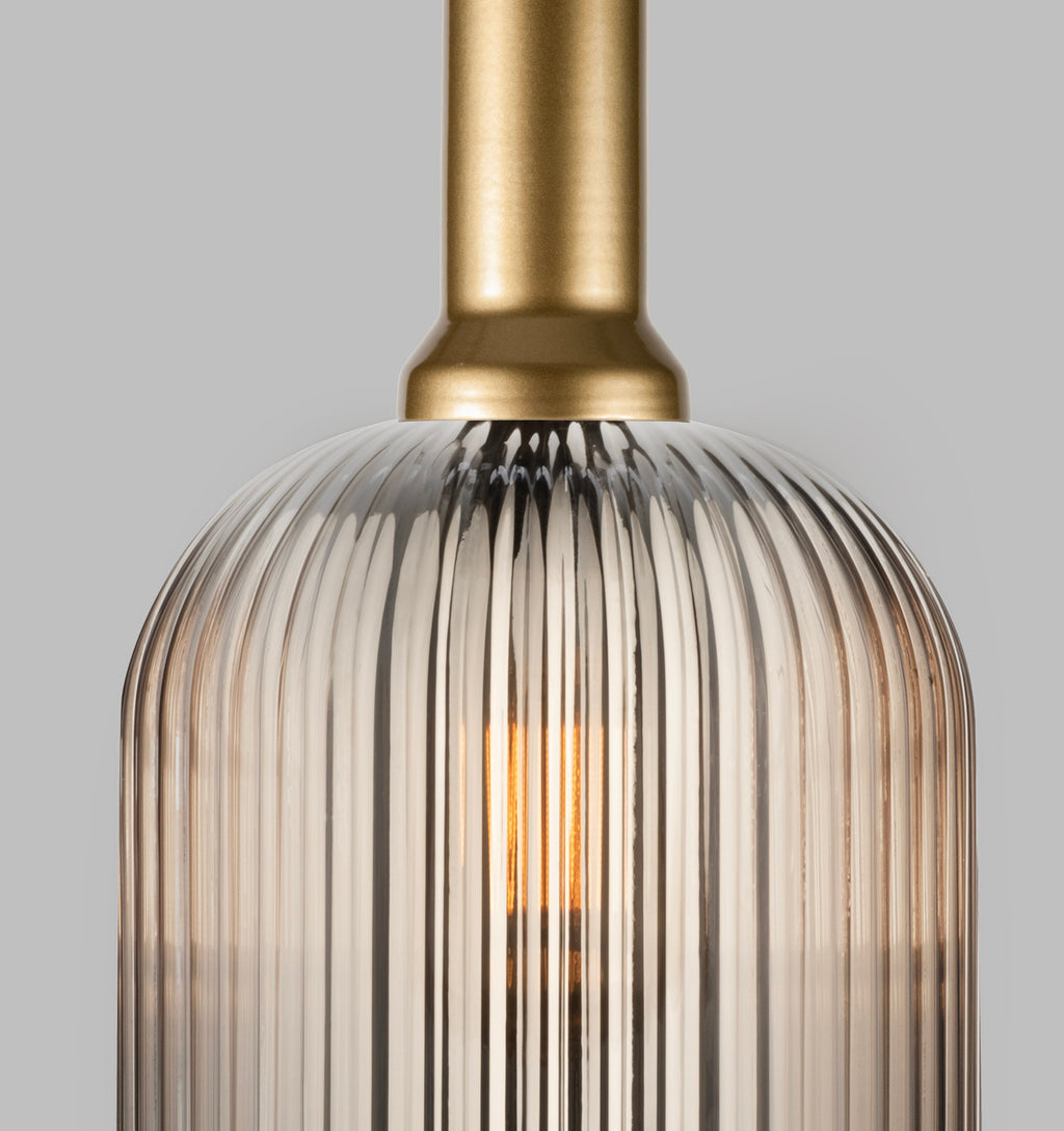 Reeded Glass Multi-Pendant Light: Long Chandelier for High Ceilings