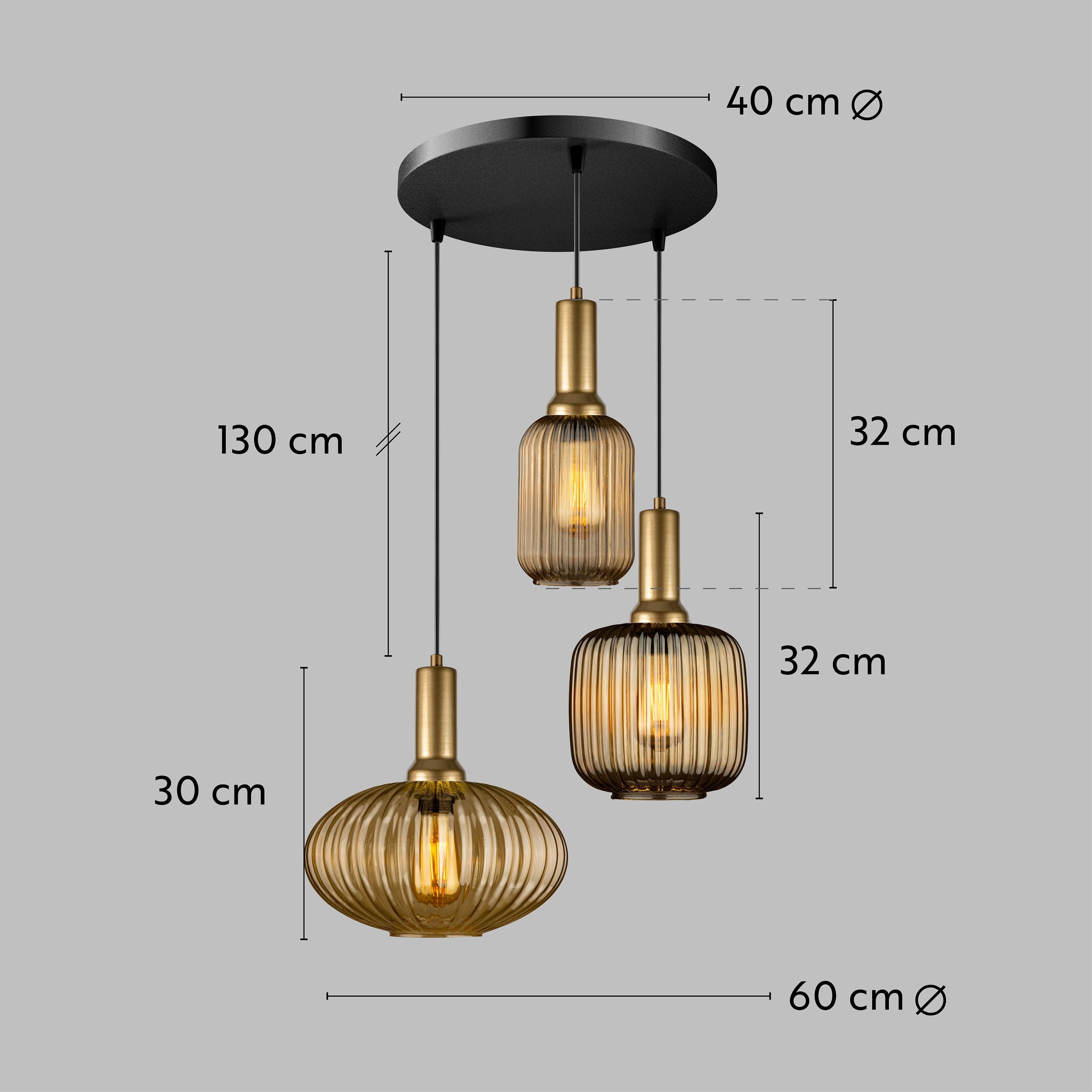 Reeded Amber Glass Pendant Light: Nordic Organic Design