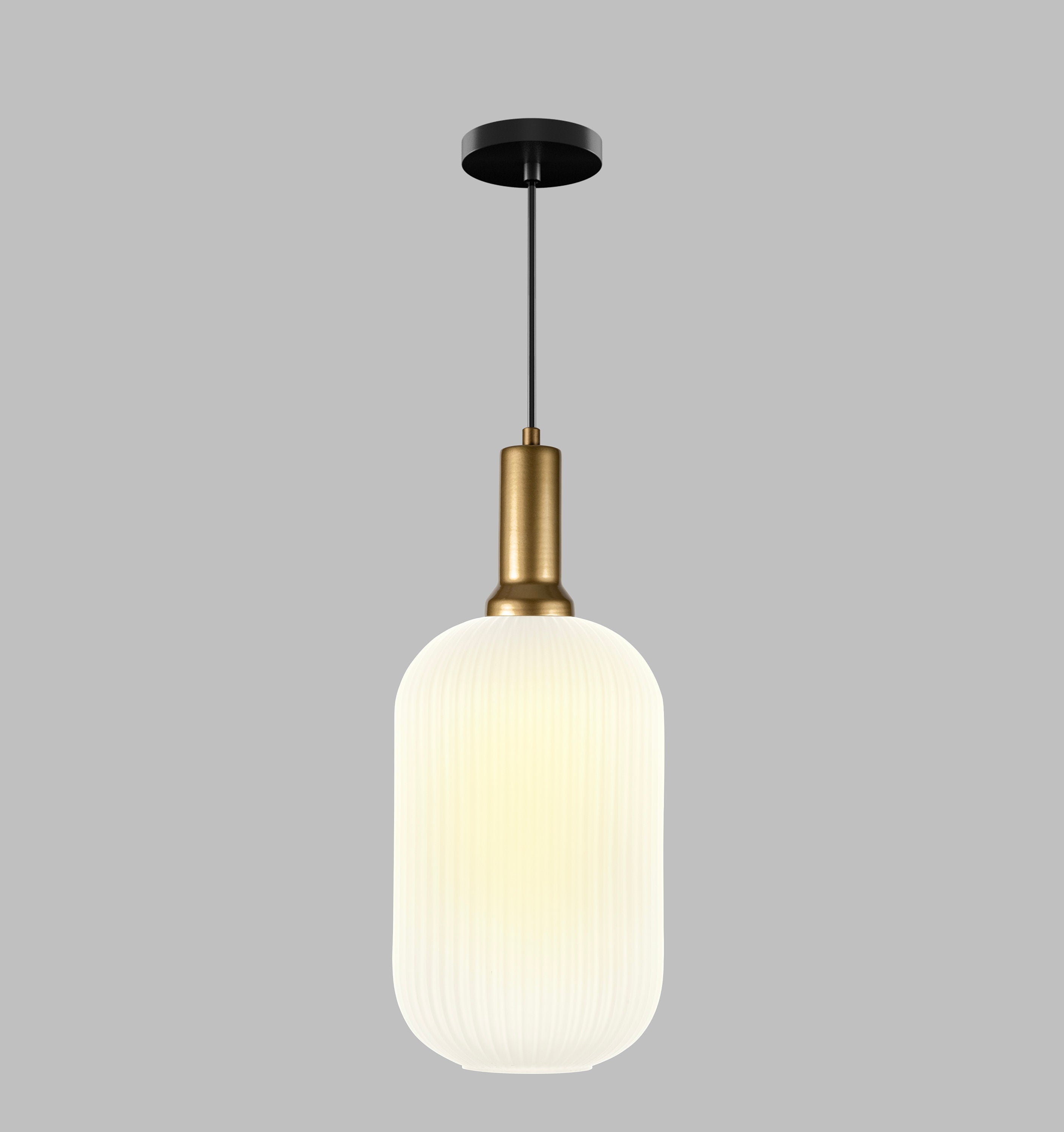 Amber Ribbed Glass Pendant Light: Modern Scandinavian Lighting
