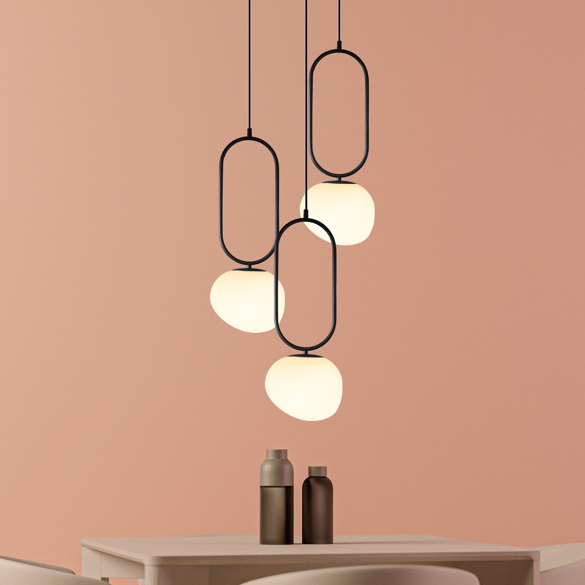 Opal White Glass Globe Pendant Light: Custom Multi-Light Chandelier