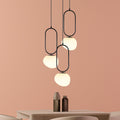 Modern Multi Light Pendant: Opal Glass Globe Stairwell Chandelier
