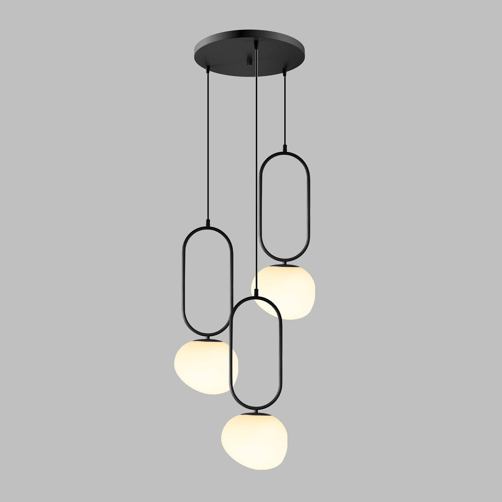 Modern Multi Light Pendant: Opal Glass Globe Stairwell Chandelier
