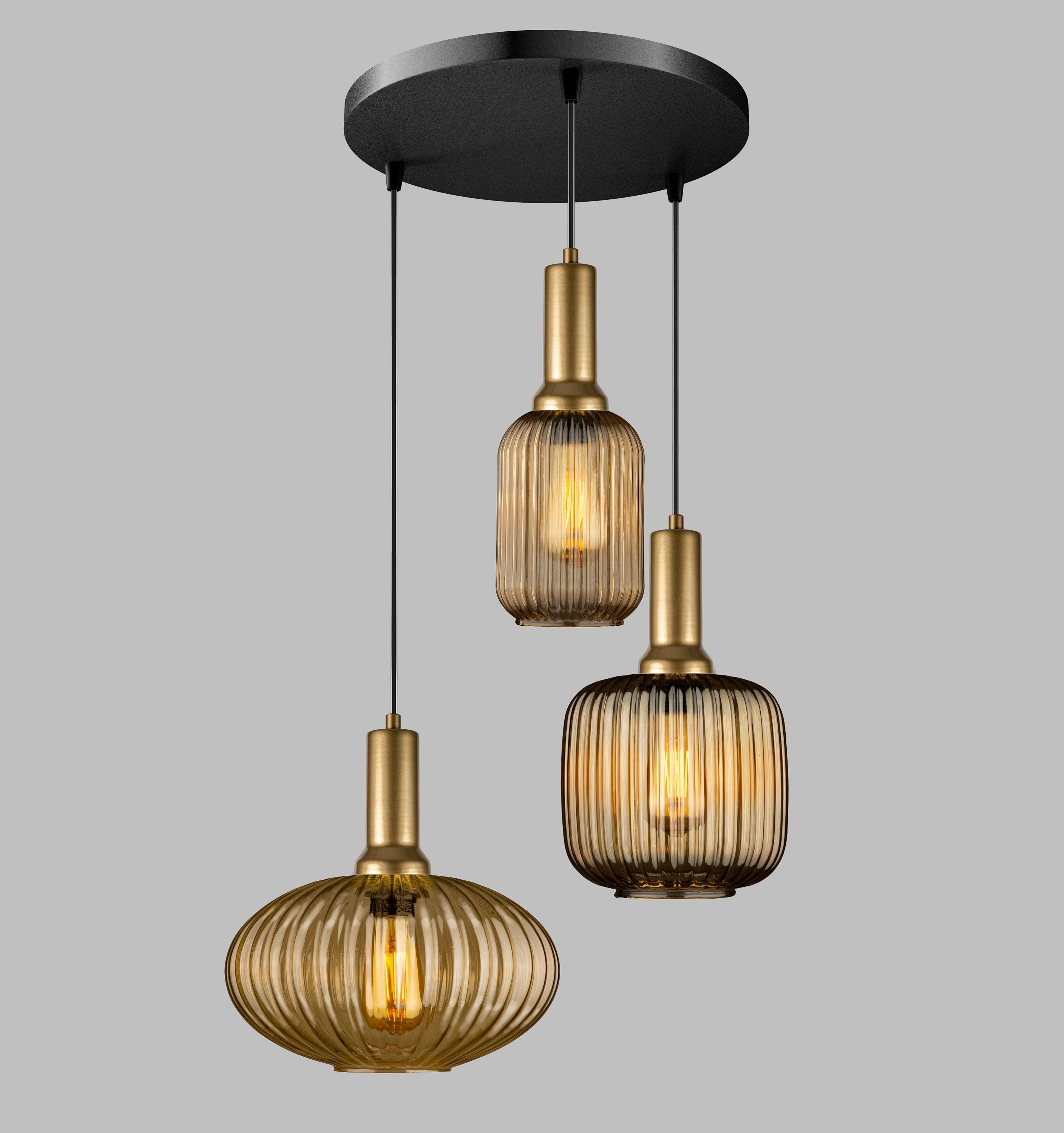 Reeded Amber Glass Pendant Light: Nordic Organic Design