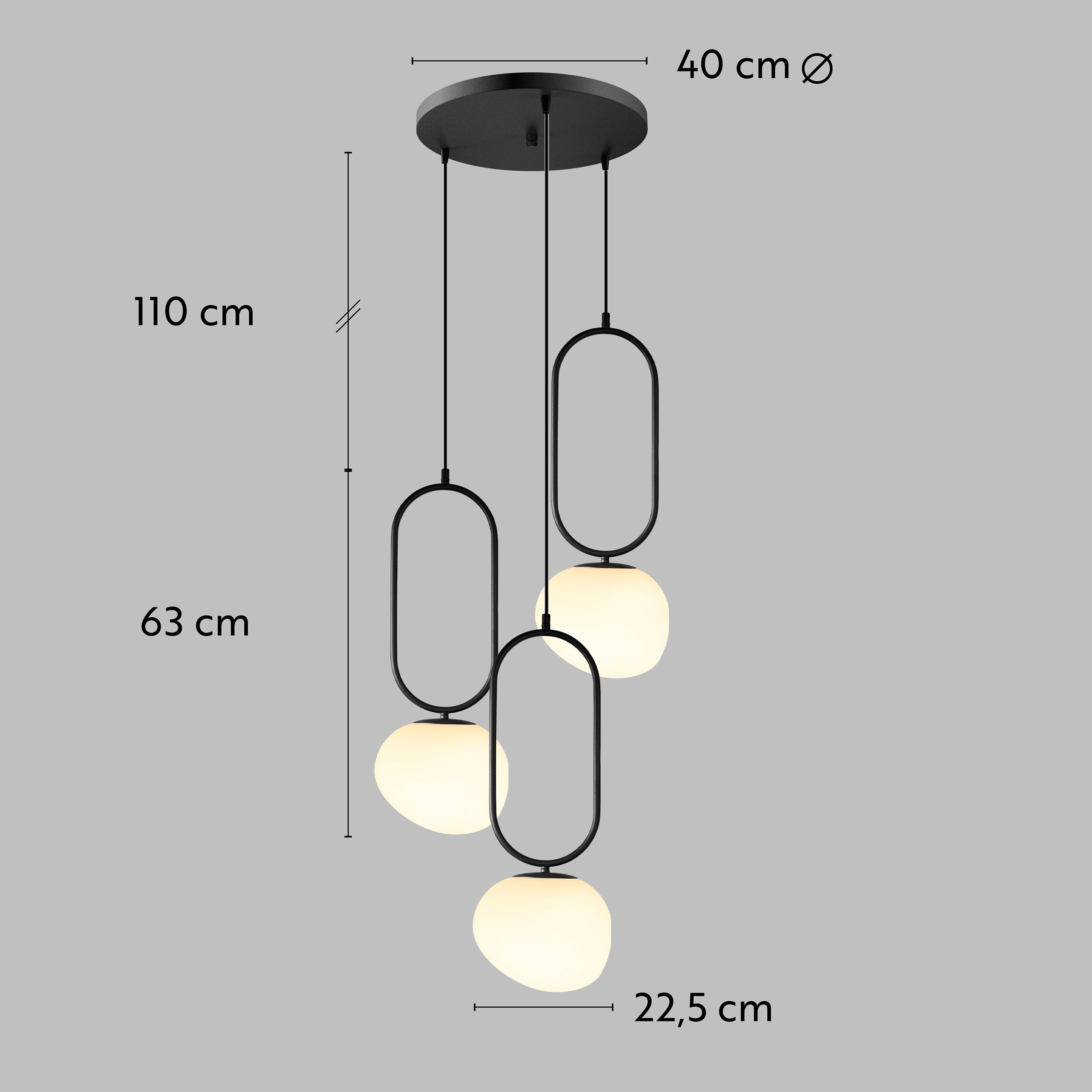 Modern Multi Light Pendant: Opal Glass Globe Stairwell Chandelier