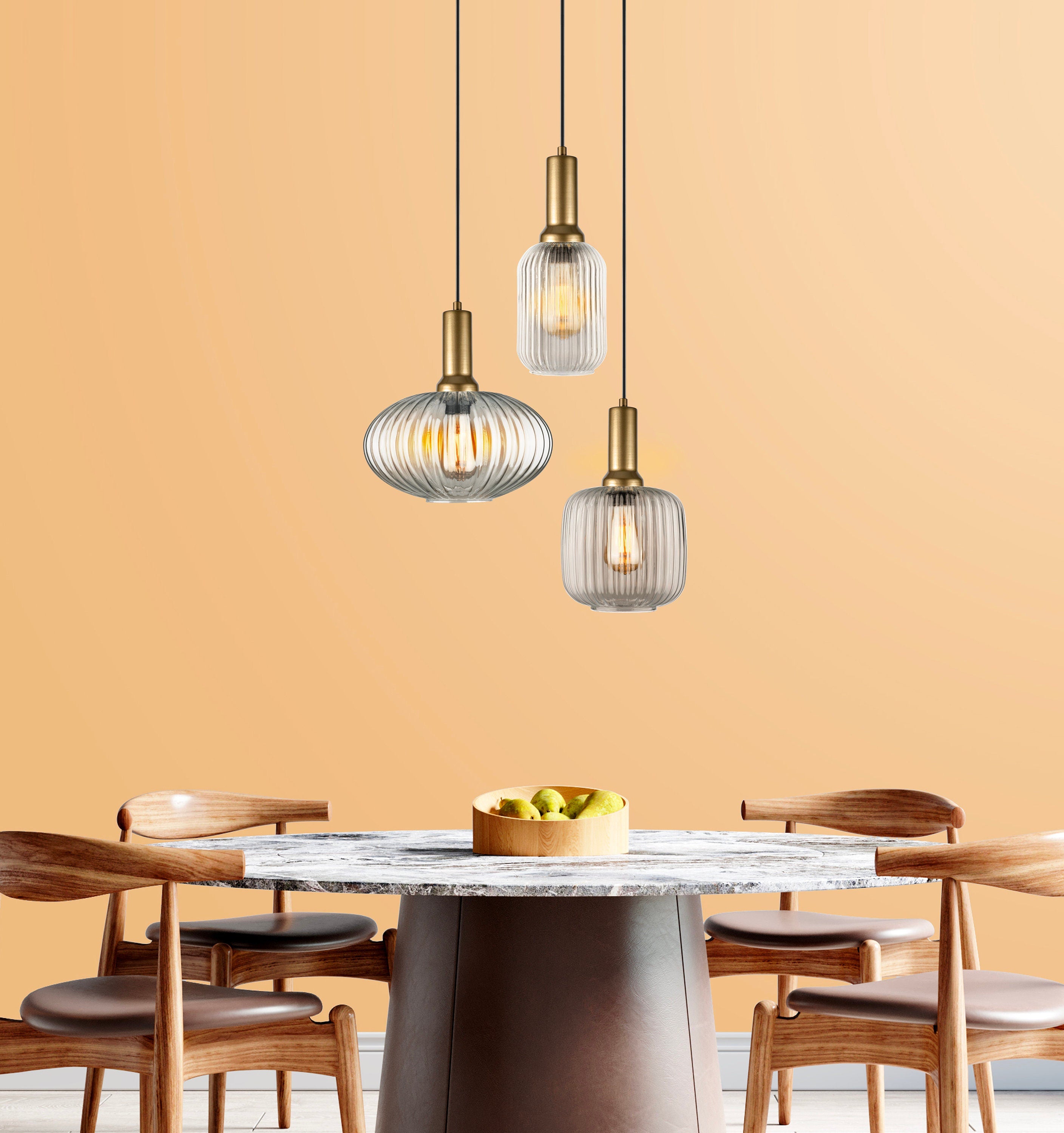 Multi Pendant Staircase Lighting: Custom Glass Chandelier