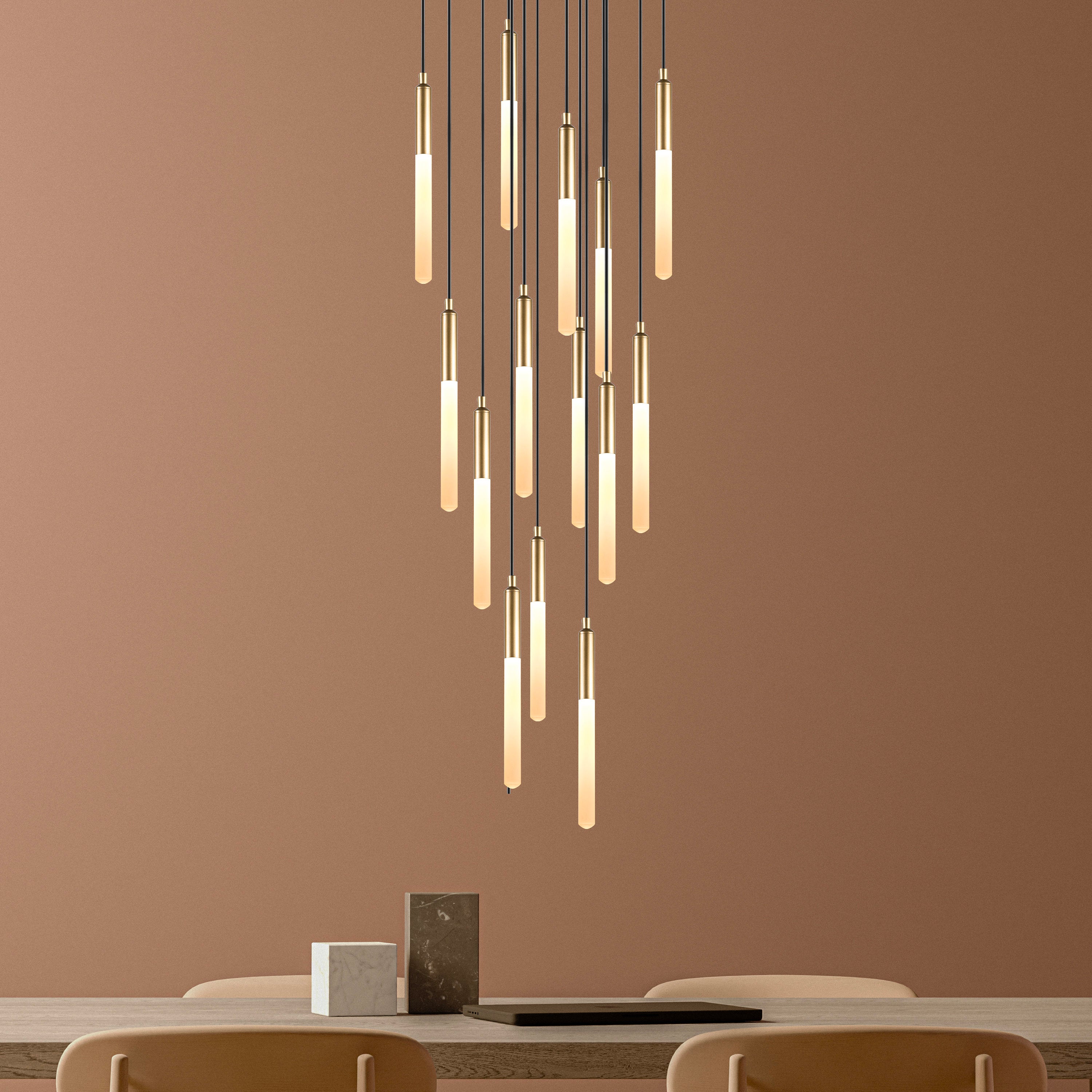 Customizable LED Multi Pendant Light: Modern Stairwell Chandelier