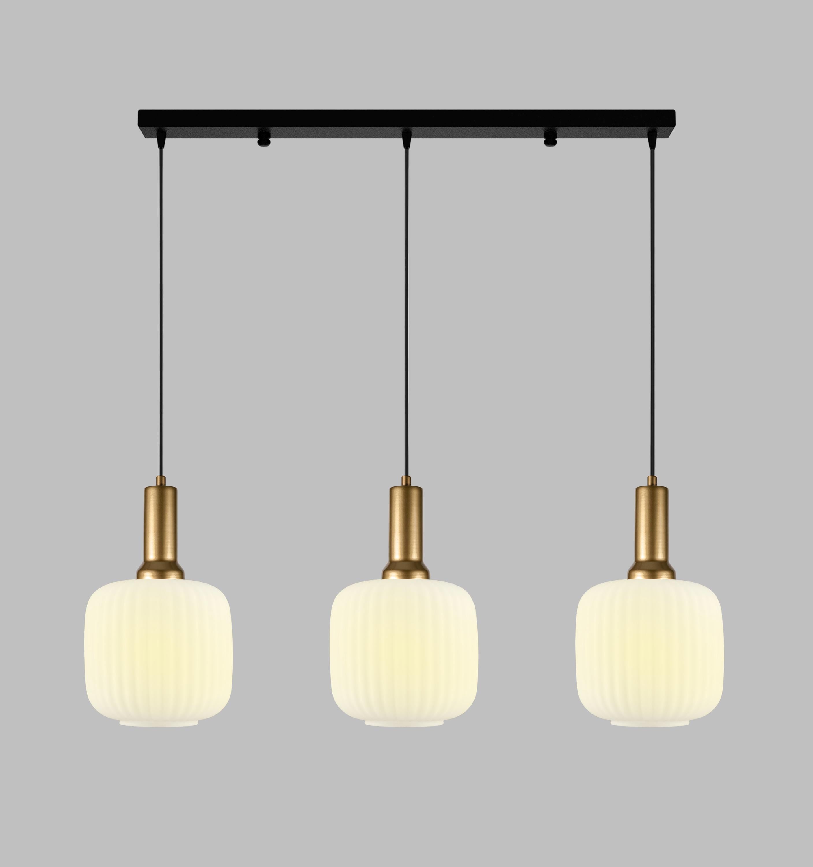 White Ribbed Glass Pendant Light: Modern Chandelier Lighting