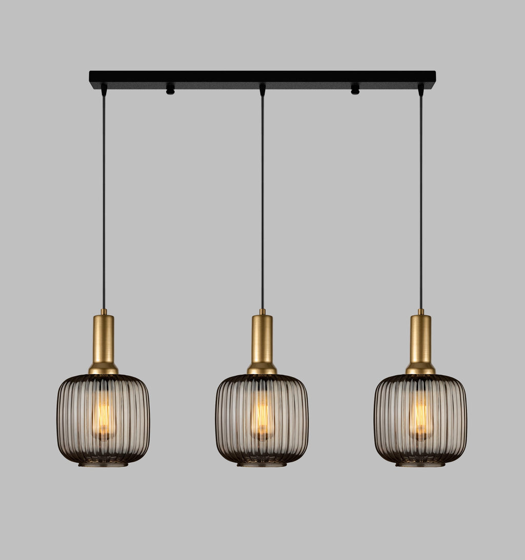 White Ribbed Glass Pendant Light: Modern Chandelier Lighting