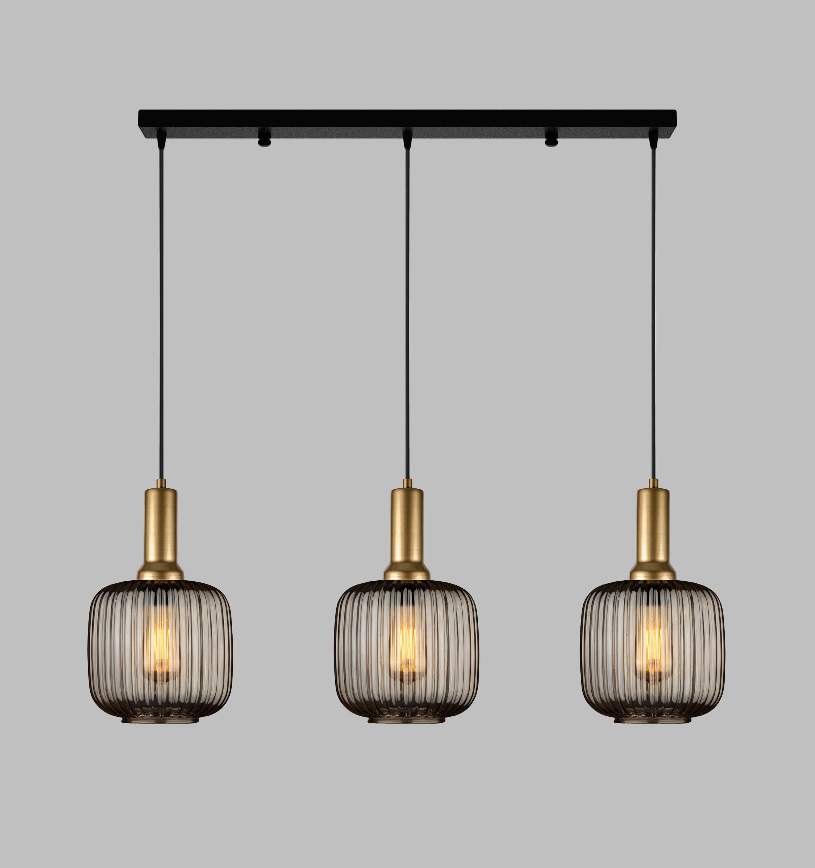 White Ribbed Glass Pendant Light: Modern Chandelier Lighting